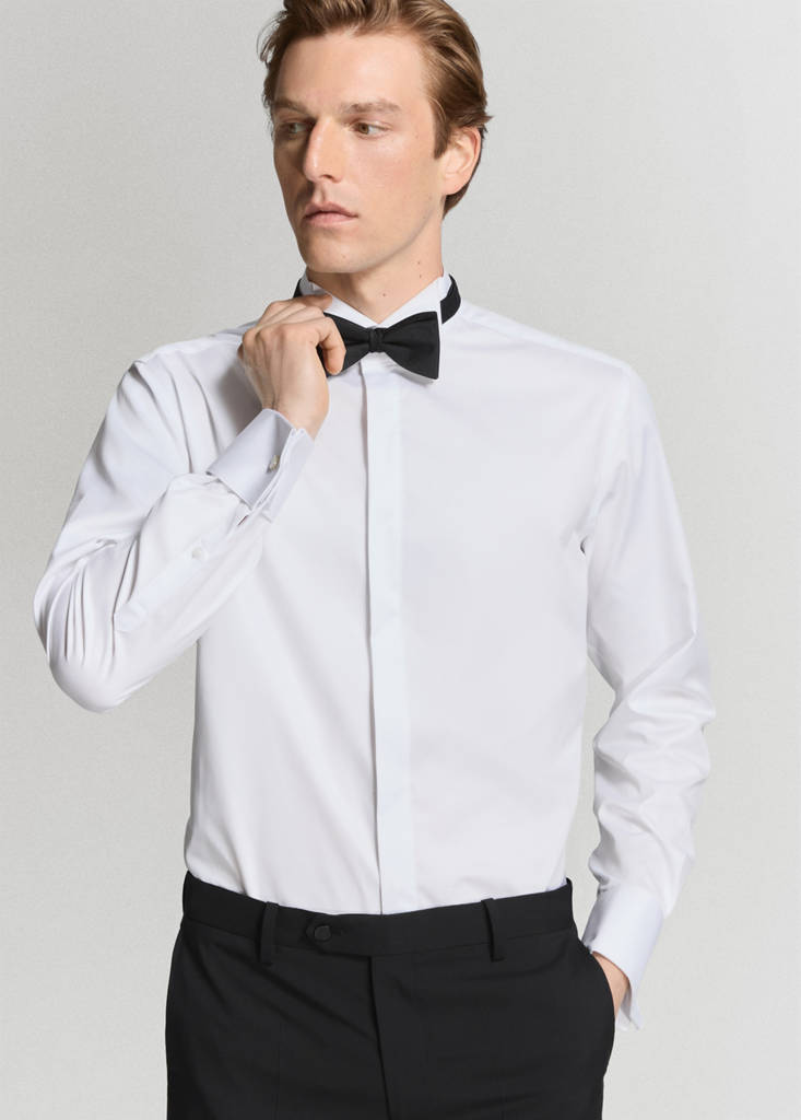 Slim fit tuxedo collar shirt — White