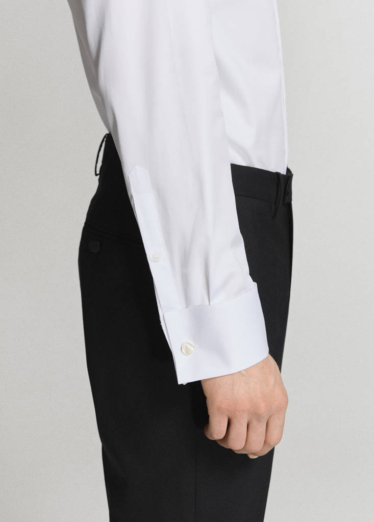 Slim fit tuxedo collar shirt — White