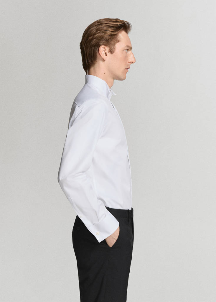 Slim fit tuxedo collar shirt — White