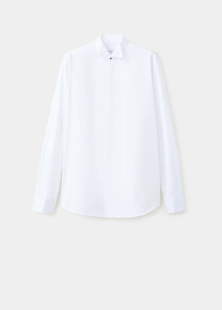 Slim fit tuxedo collar shirt — White