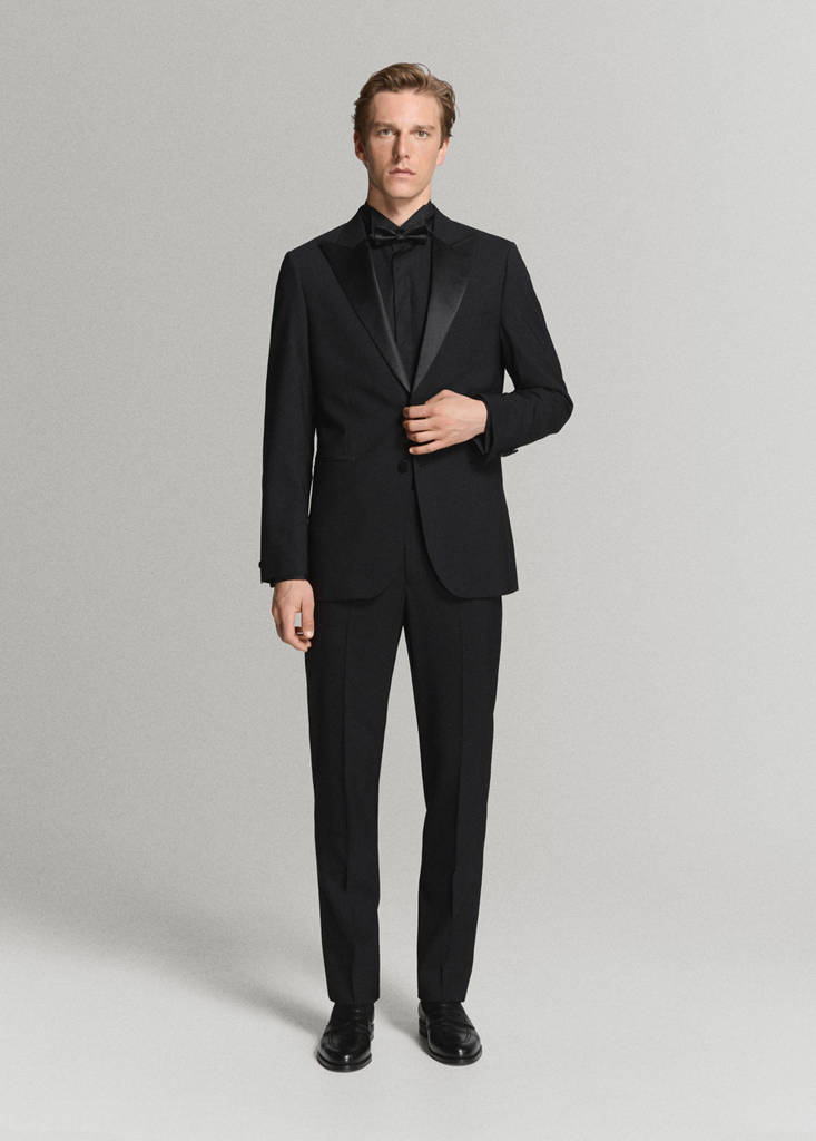 Slim fit tuxedo collar shirt — Black