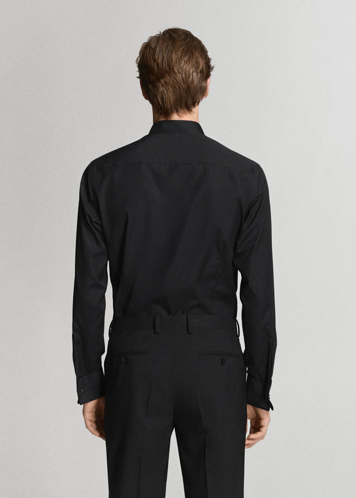 Slim fit tuxedo collar shirt — Black
