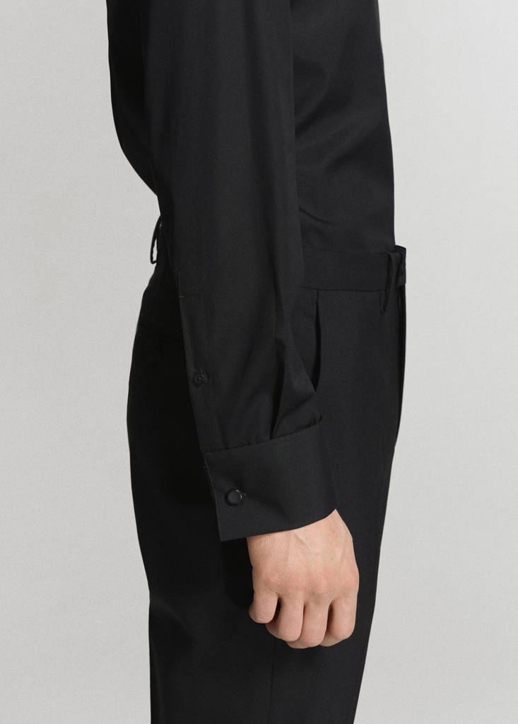 Slim fit tuxedo collar shirt — Black