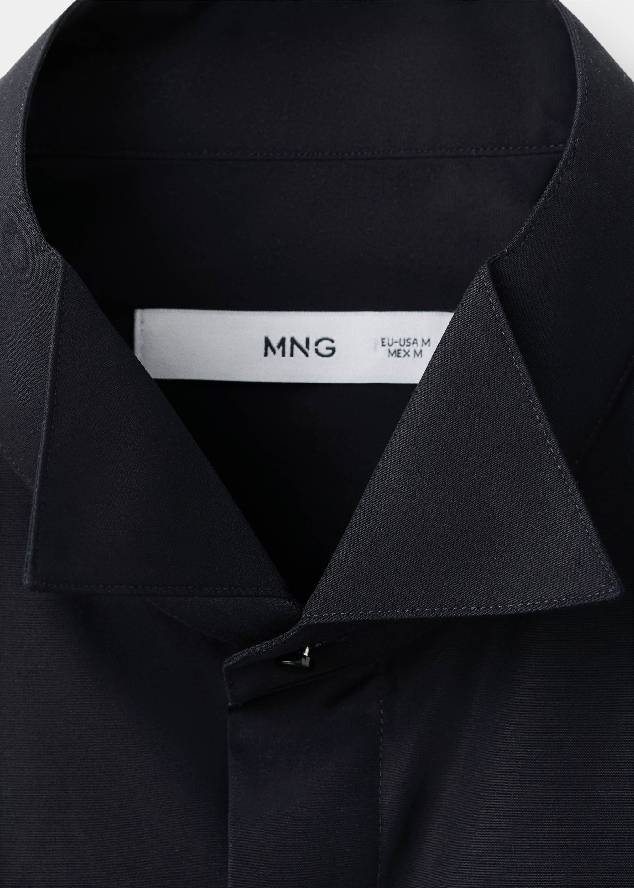 100% cotton slim-fit shirt - Details of the article 8, Black. Ref: 27098650-00.