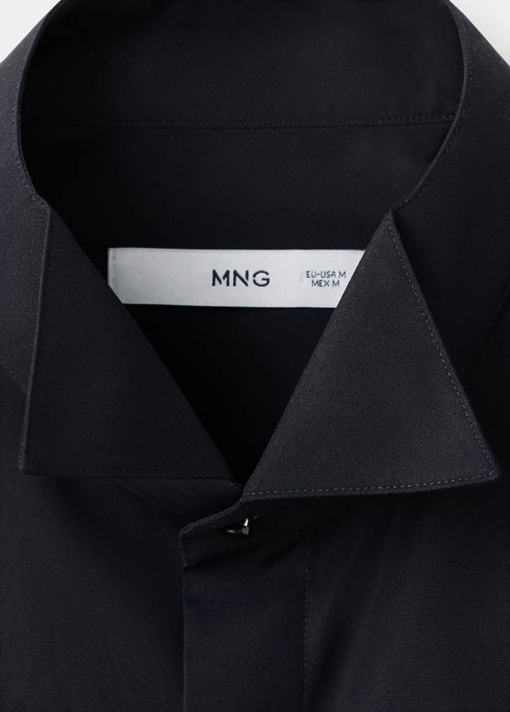Slim fit tuxedo collar shirt — Black