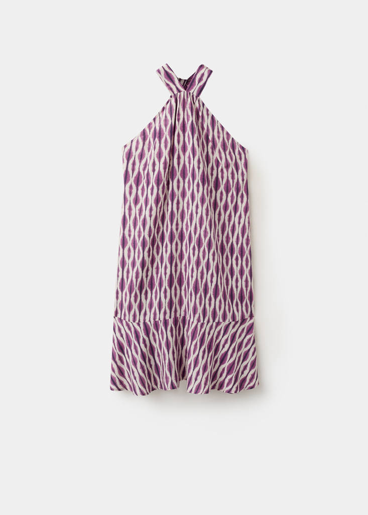 Printed halter-neck dress — Lilac
