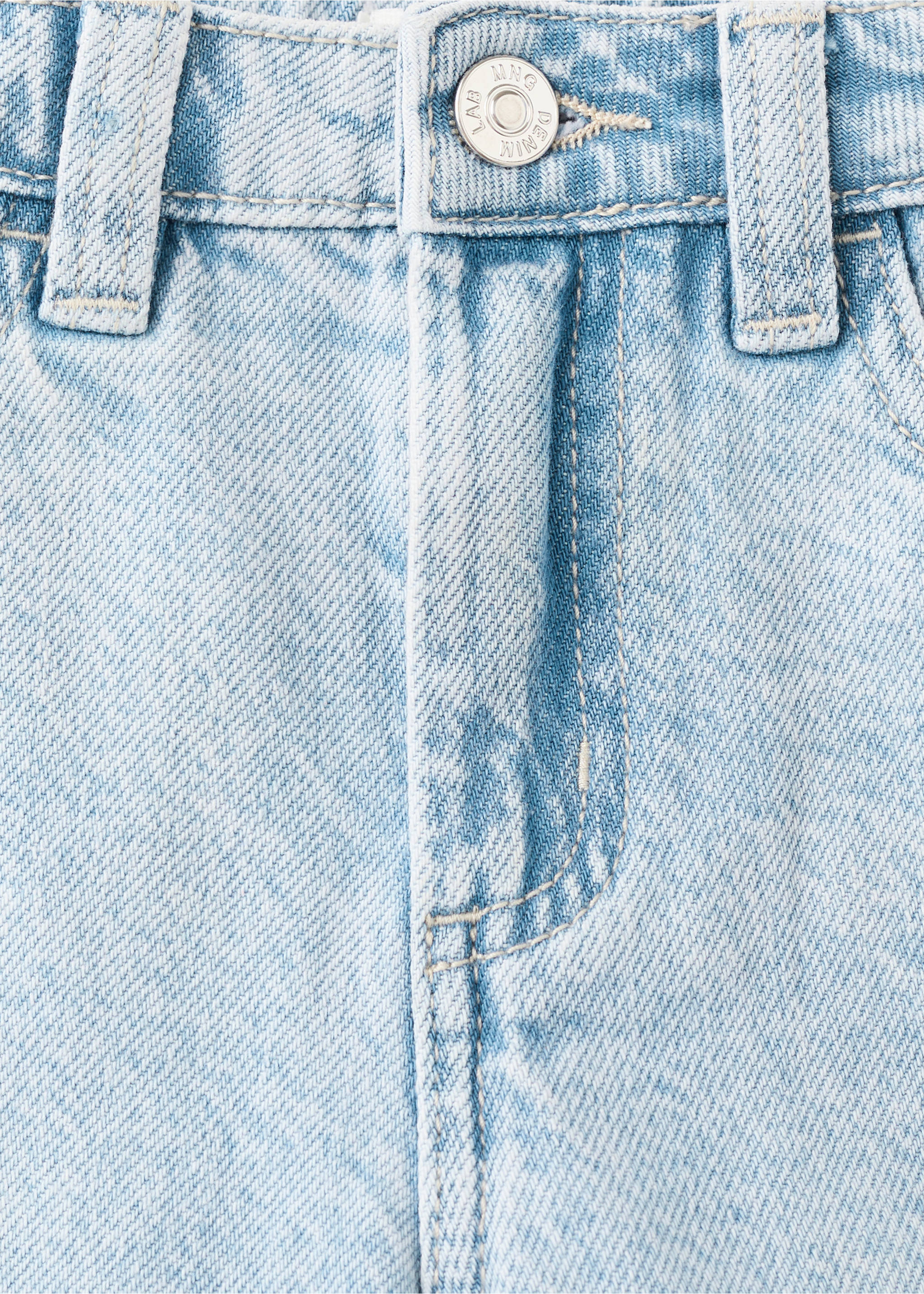 Embroidered detail denim shorts - Details of the article 8, Light Blue. Ref: 27098655-00.