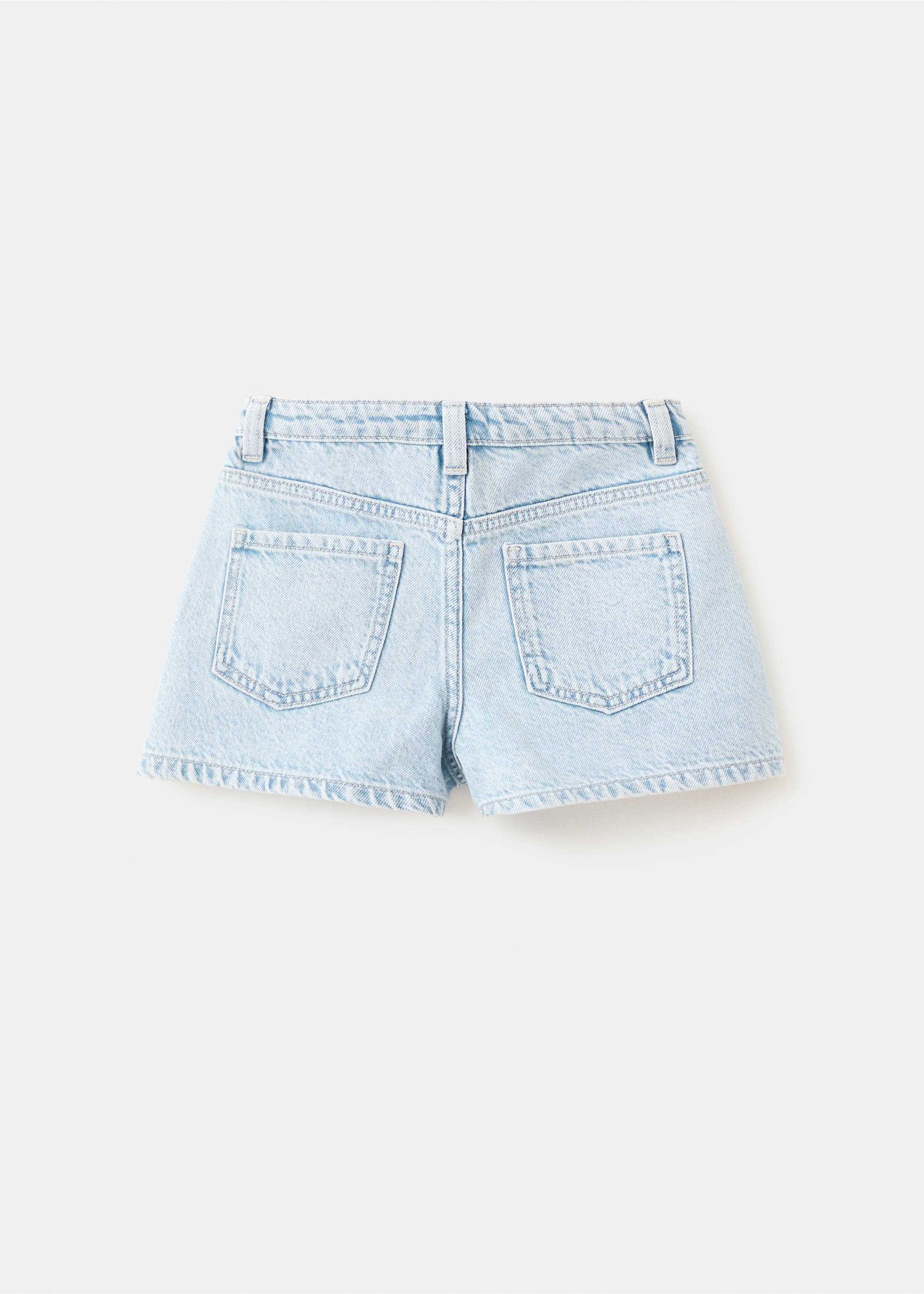 Embroidered detail denim shorts - Reverse of the article, Light Blue. Ref: 27098655-00.