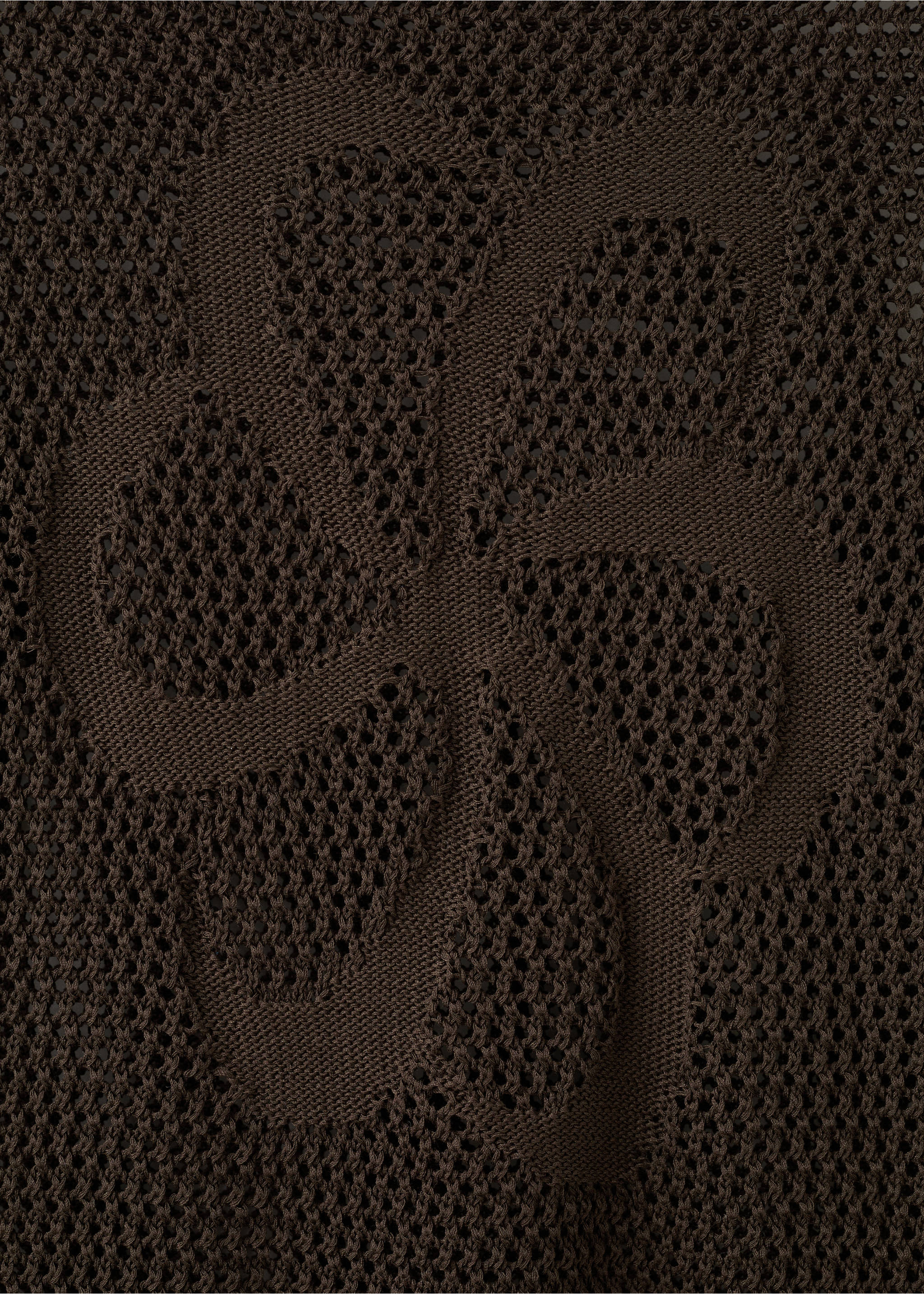Crochet embroidered flower jumper - Details of the article 8, Chocolate. Ref: 27098657-00.