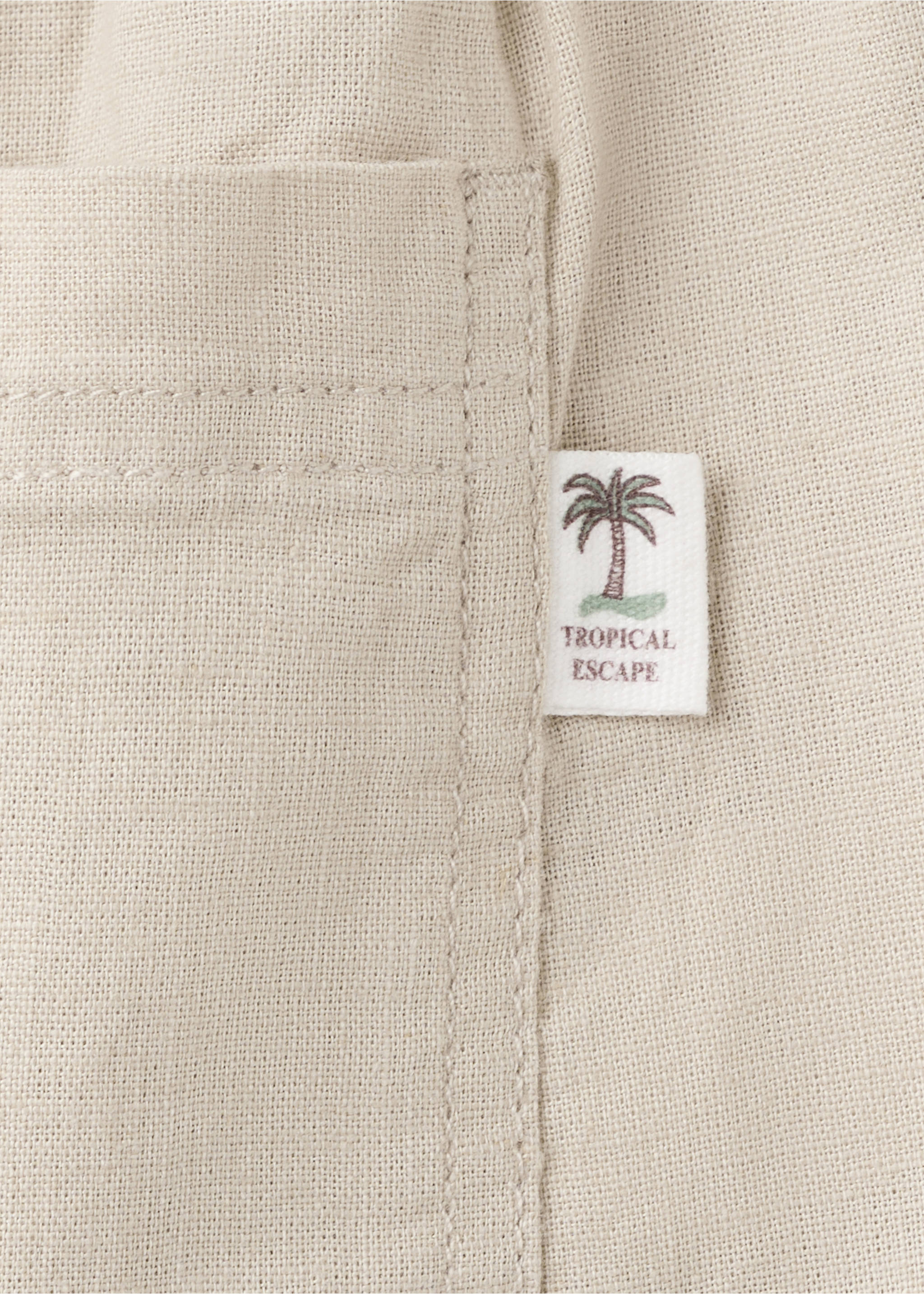 Cotton-linen blend bermuda shorts - Details of the article 0, Sand. Ref: 27098658-00.