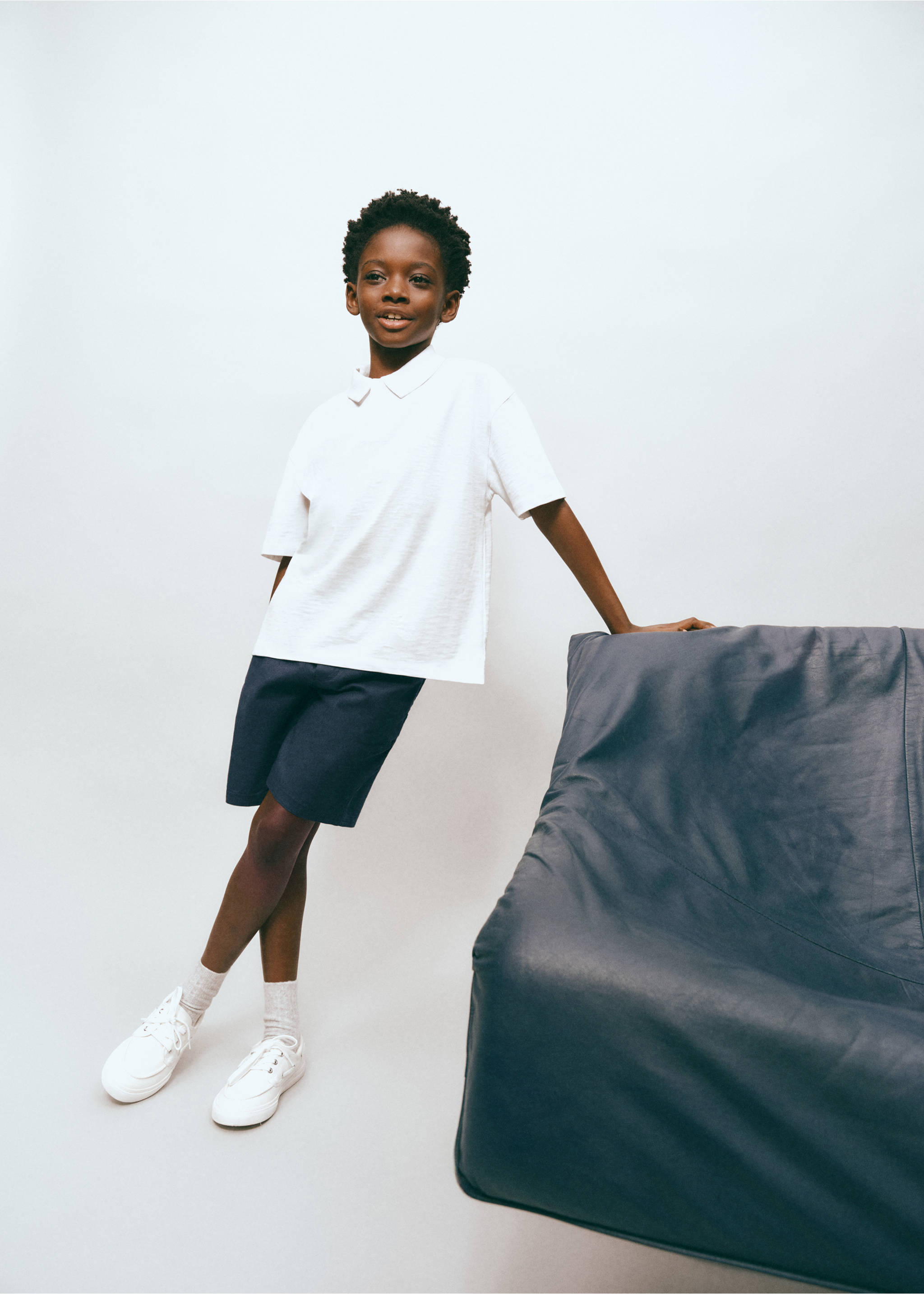 Cotton-linen blend bermuda shorts - General plane, Navy. Ref: 27098658-00.