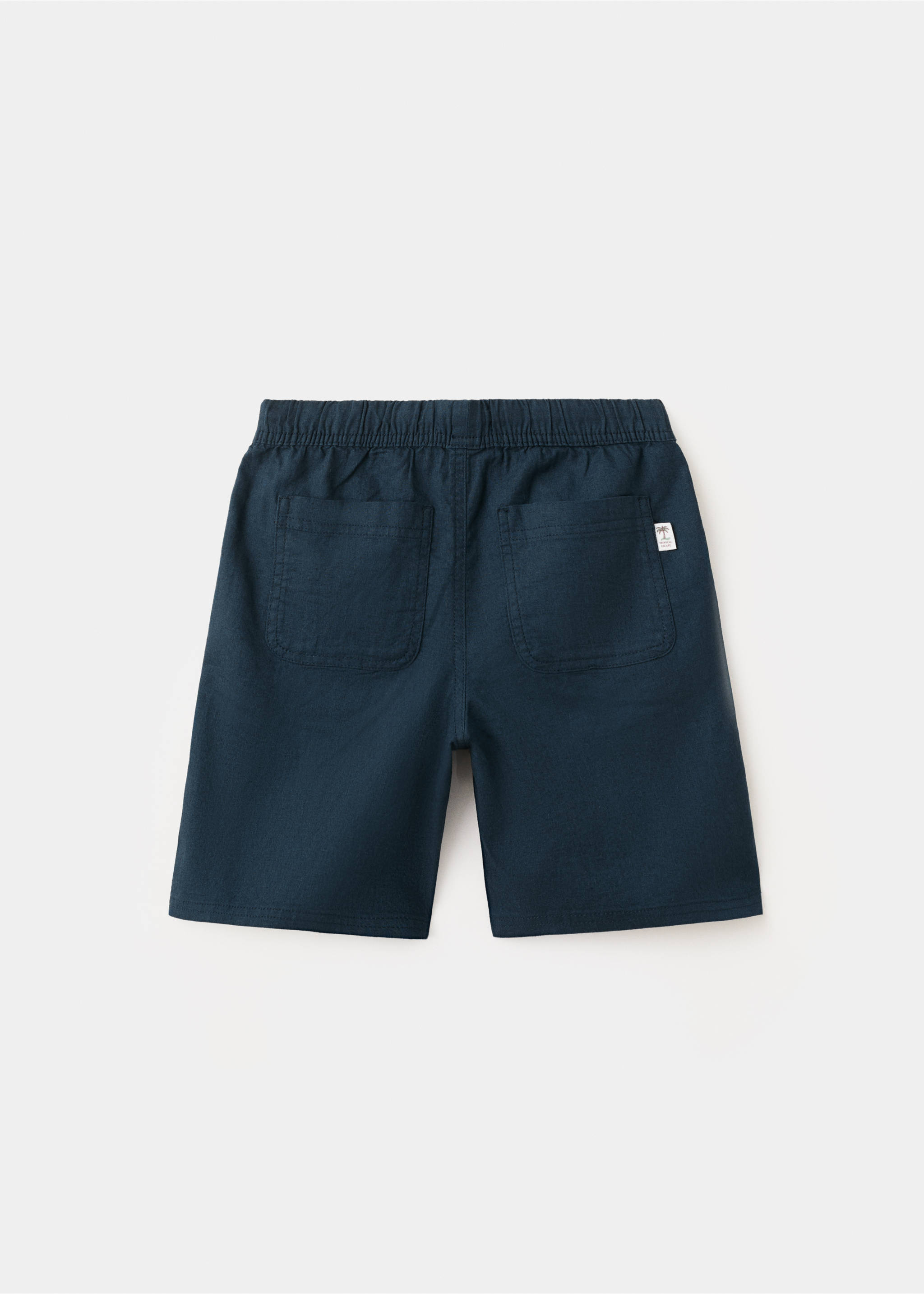Cotton-linen blend bermuda shorts - Reverse of the article, Navy. Ref: 27098658-00.