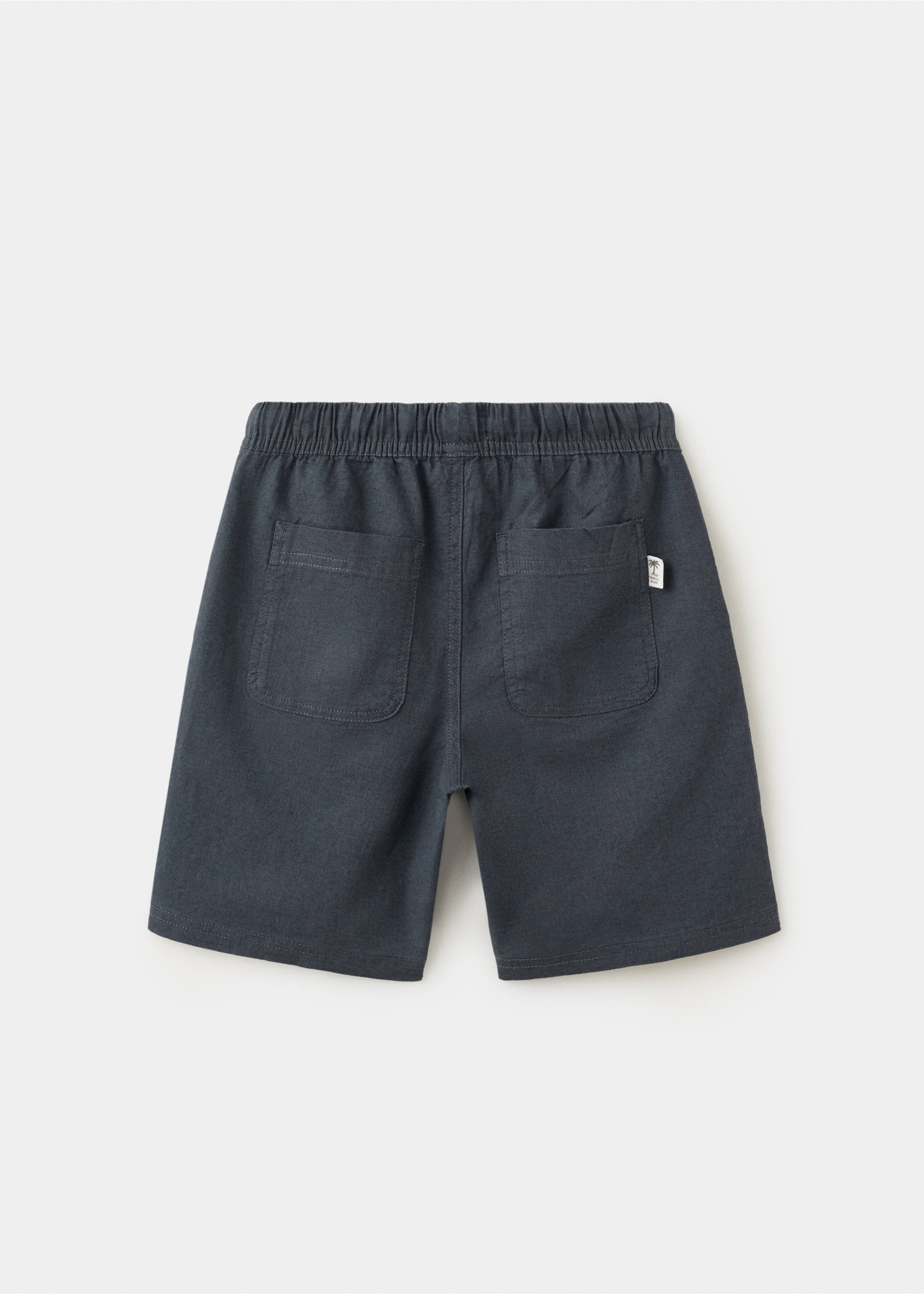 Cotton-linen blend bermuda shorts - Reverse of the article, Charcoal. Ref: 27098658-00.
