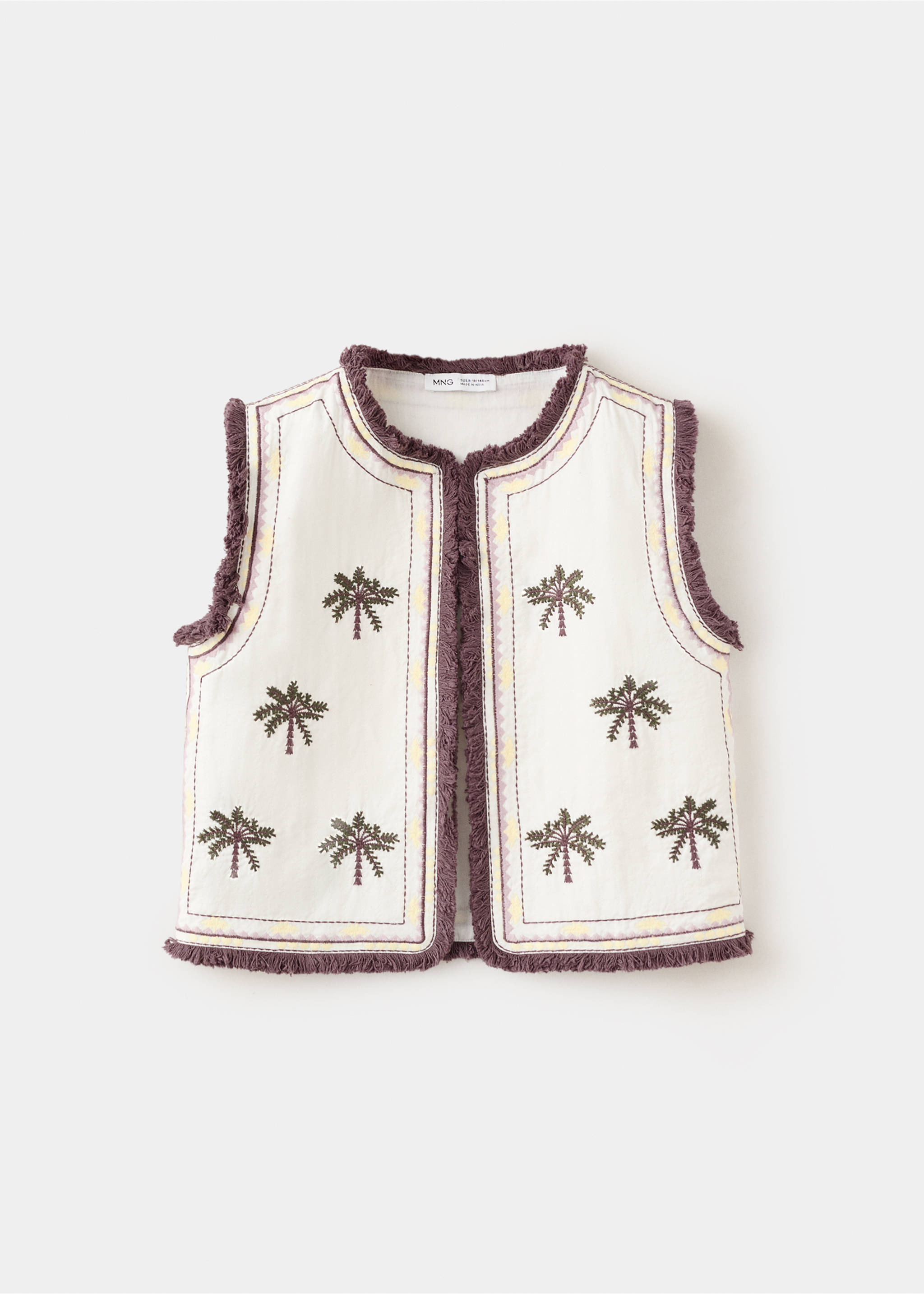 Embroidered vest with fringe detailing - Artigo sem modelo, Cru. Ref: 27098659-00.