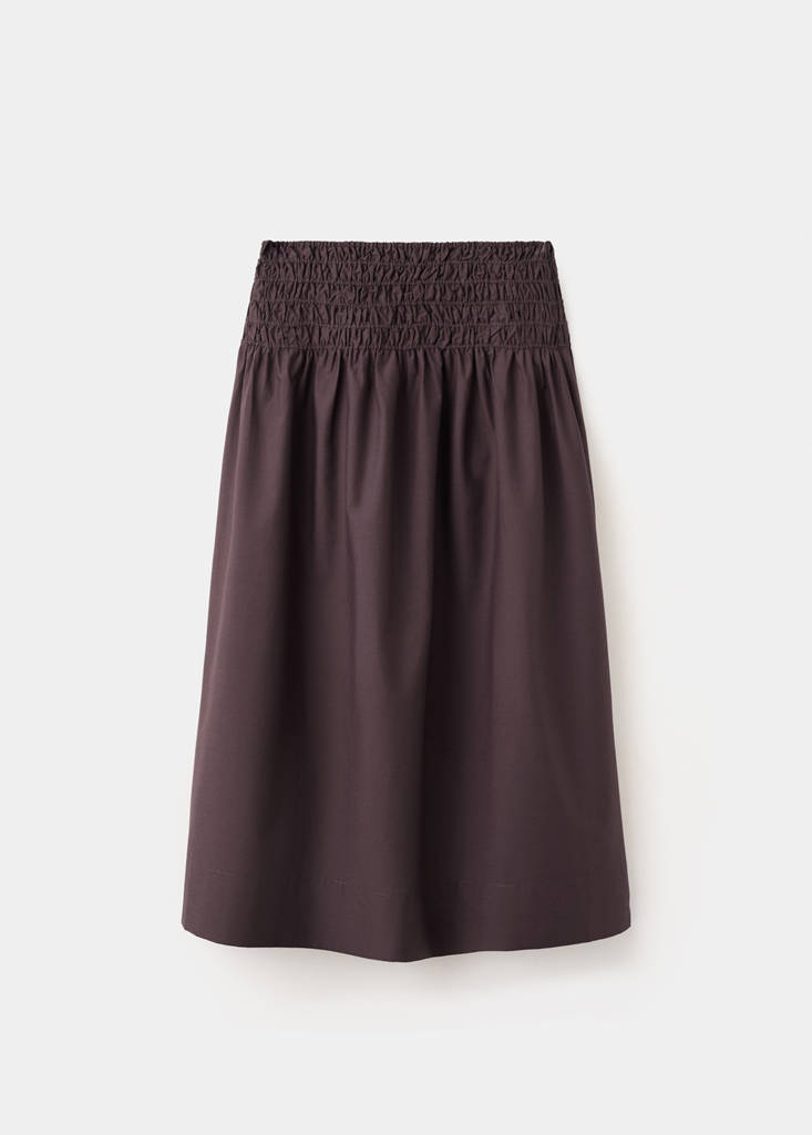 Lyocell smocked skirt — Chocolate