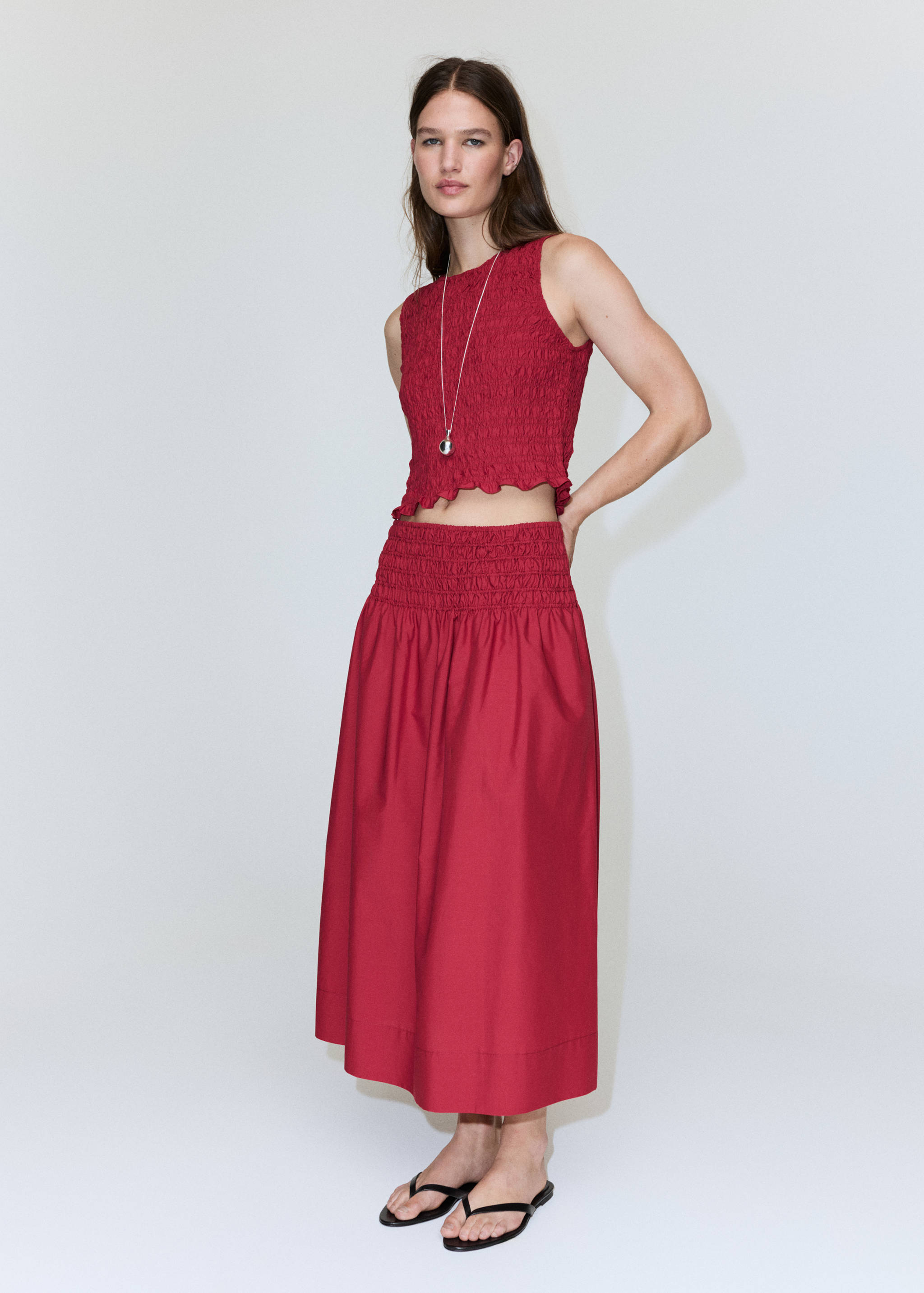 Lyocell-Rock mit gerafftem Bund - Allgemeine Ansicht