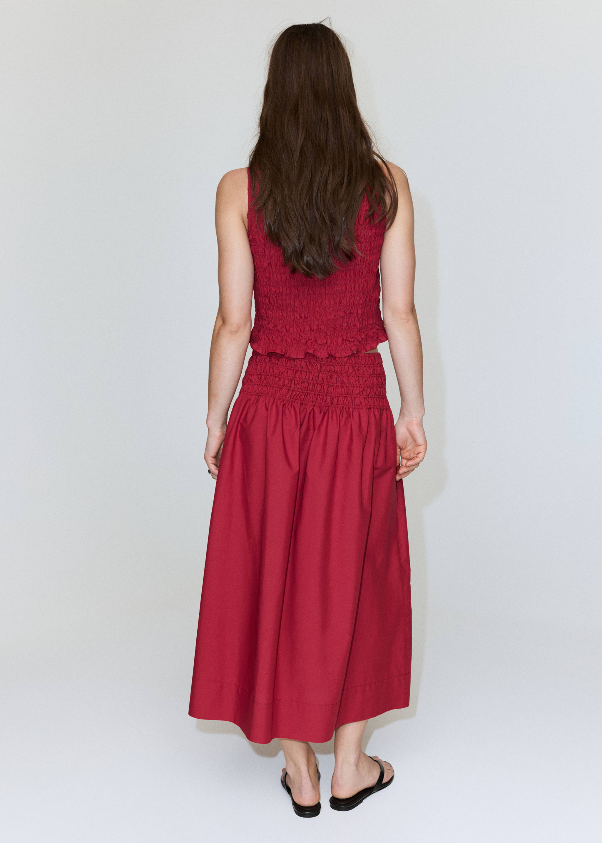 Saia lyocell cintura franzida - Verso do artigo, Vermelho. Ref: 27098661-00.