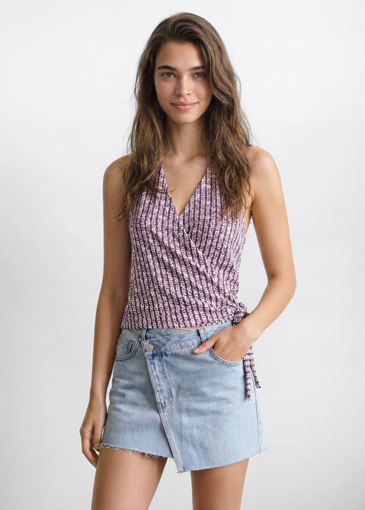 Tie-dye wrap top — Maroon