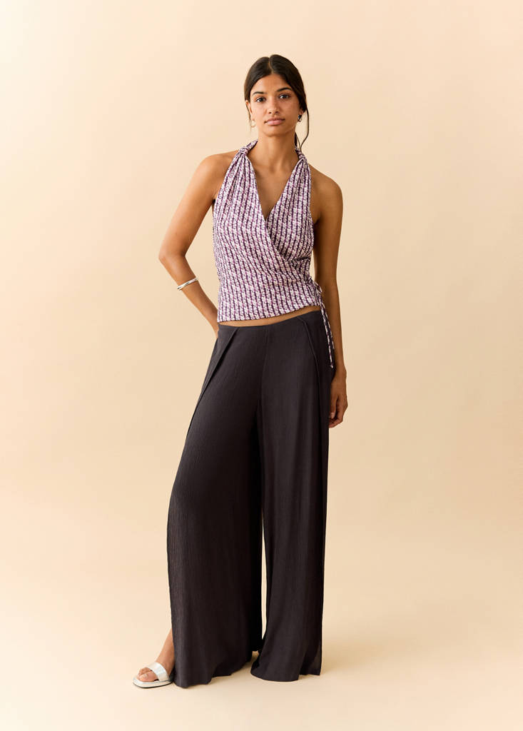 Tie-dye wrap top — Maroon