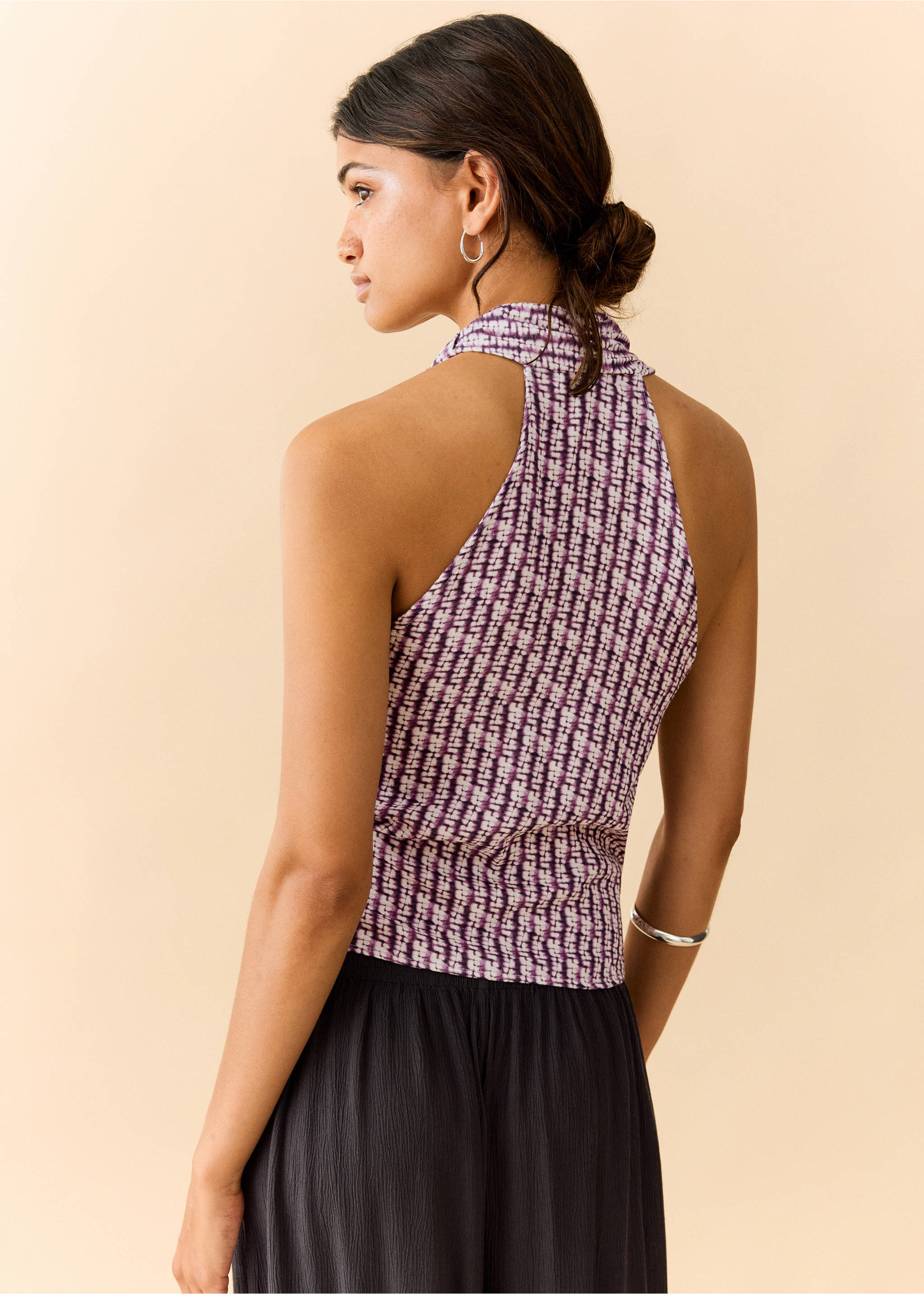 Tie-dye wrap top - Reverse of the article, Maroon. Ref: 27098663-01.