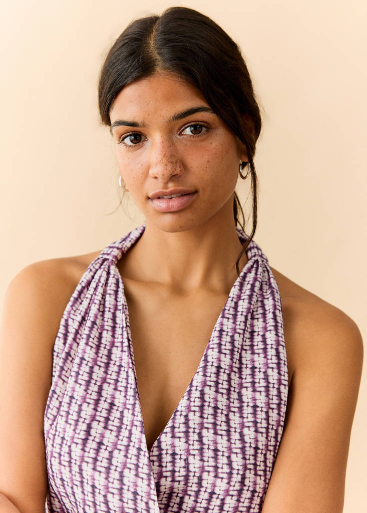 Tie-dye wrap top — Maroon