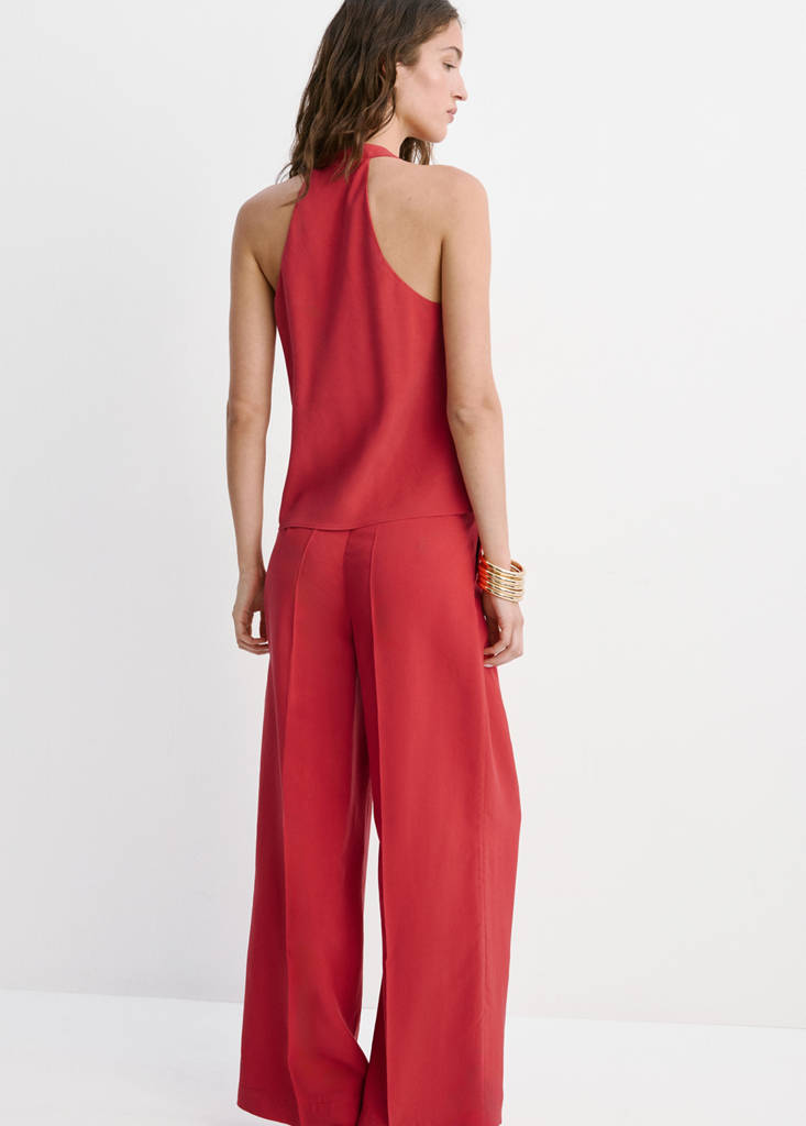 Straight lyocell trousers — Red