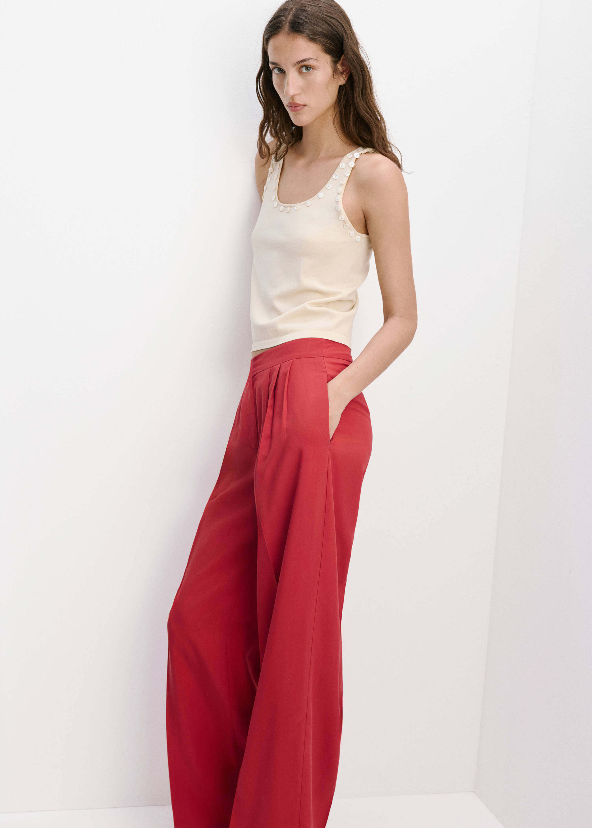Straight lyocell trousers - Details of the article 3