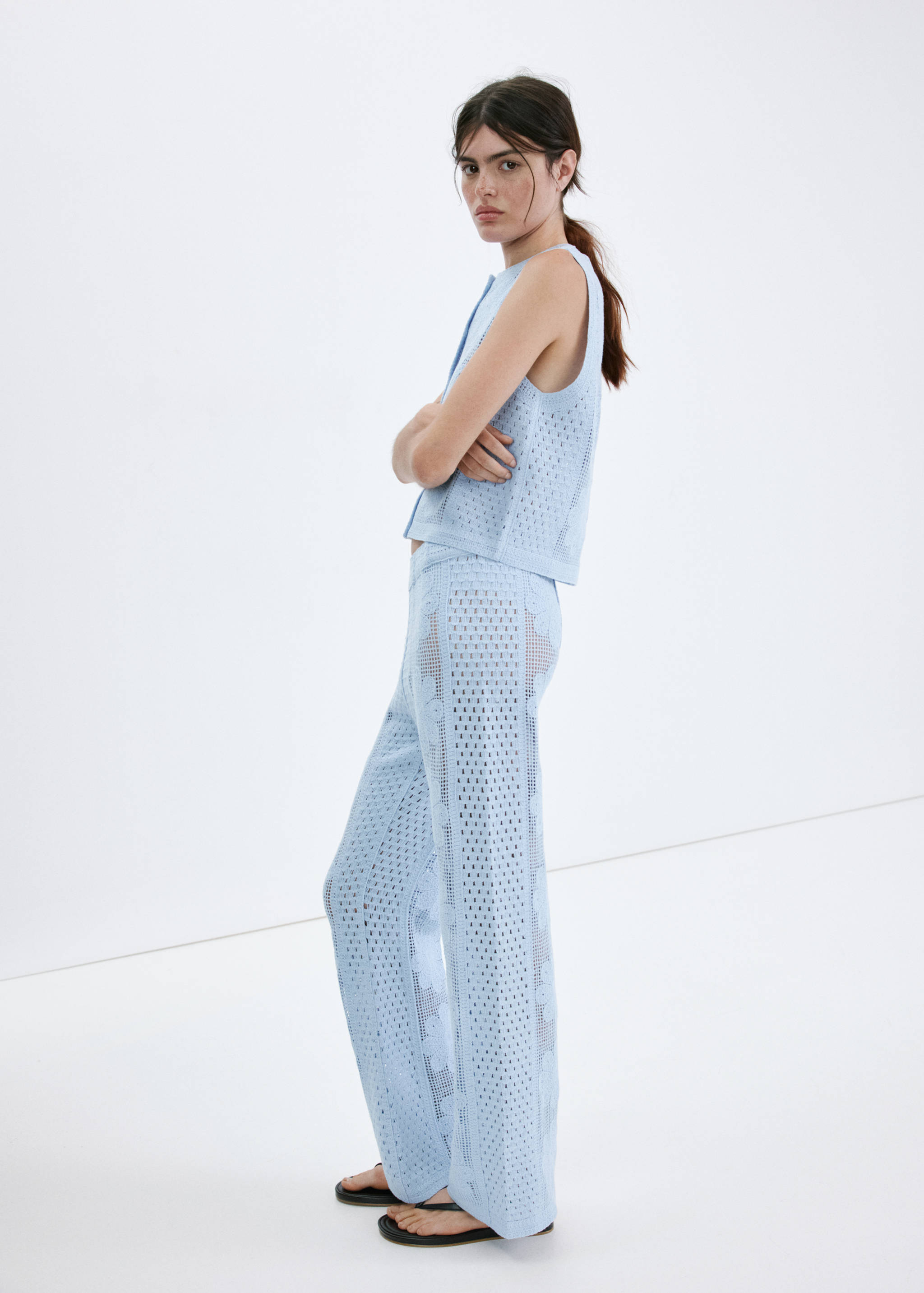 Embroidered openwork knit gilet - Details of the article 2