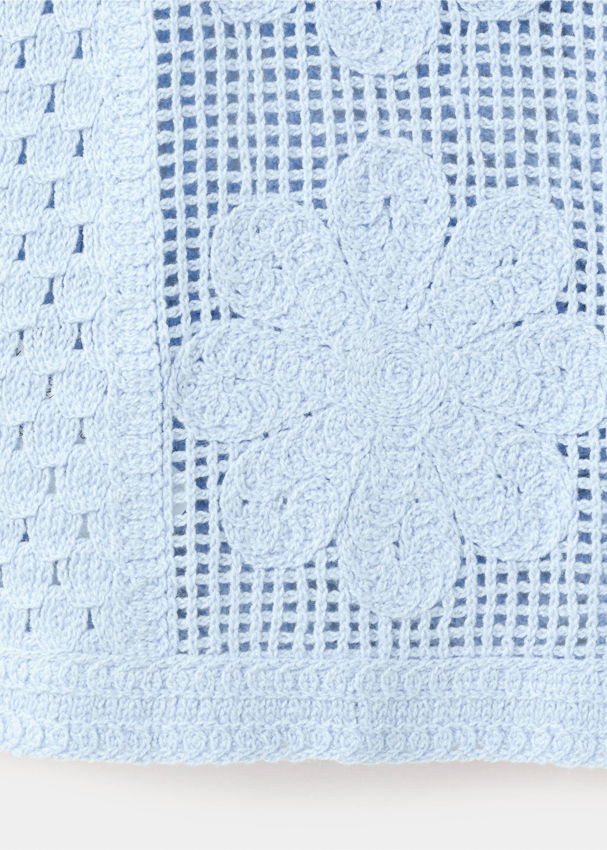 Embroidered openwork knit gilet - Details of the article 0, Sky Blue. Ref: 27099055-00.