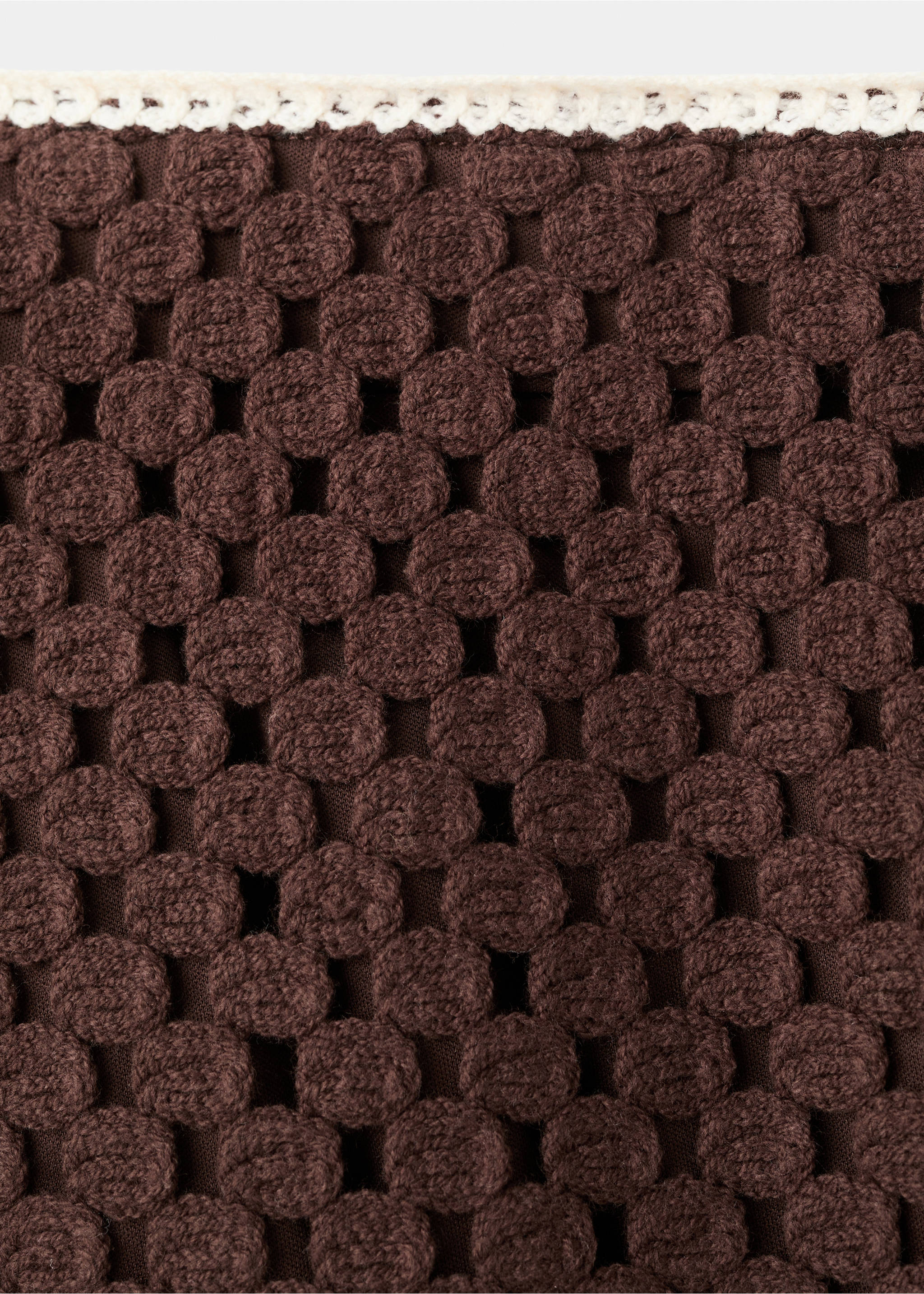 Crochet skirt with floral embroidery - Details of the article 8, Brown. Ref: 27099057-00.