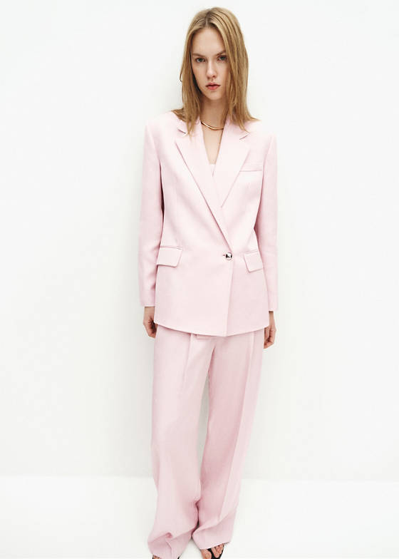 Keten karışımlı kruvaze blazer ceket