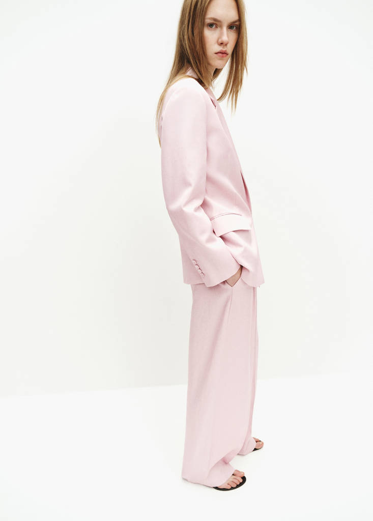 Linen-blend double-breasted suit jacket — Light/Pastel Purple