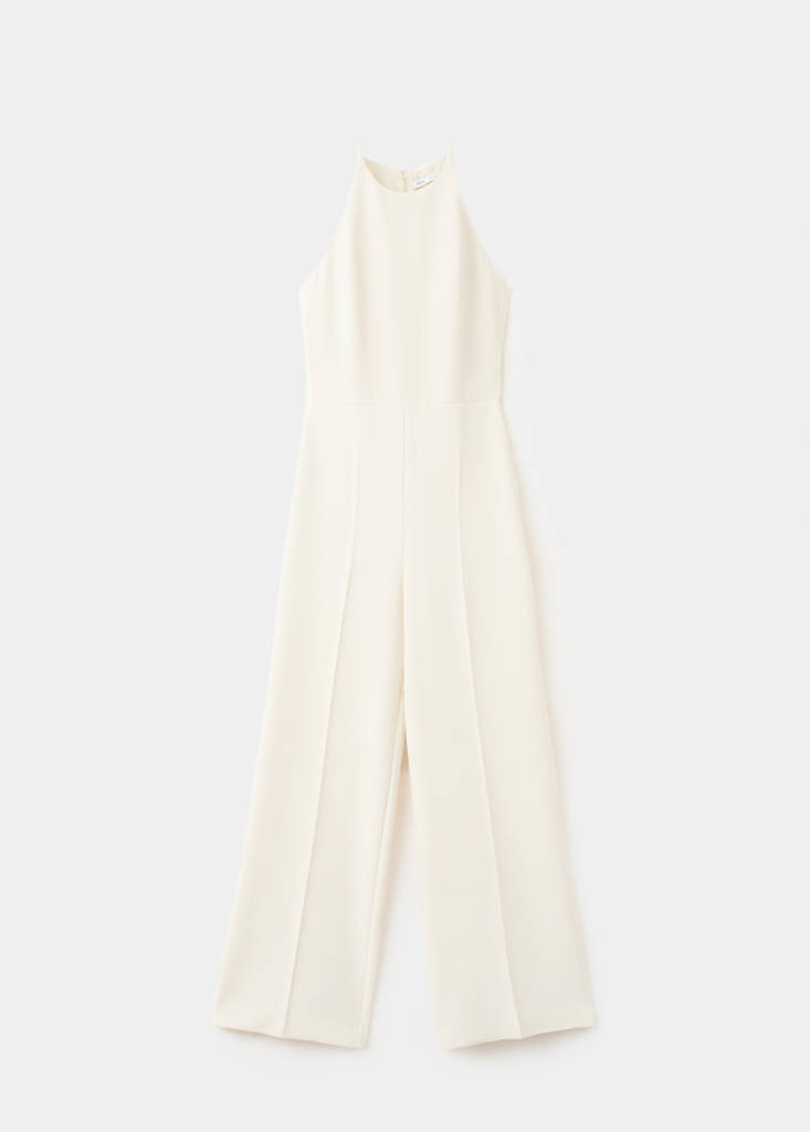 Long halter neck jumpsuit — Ecru