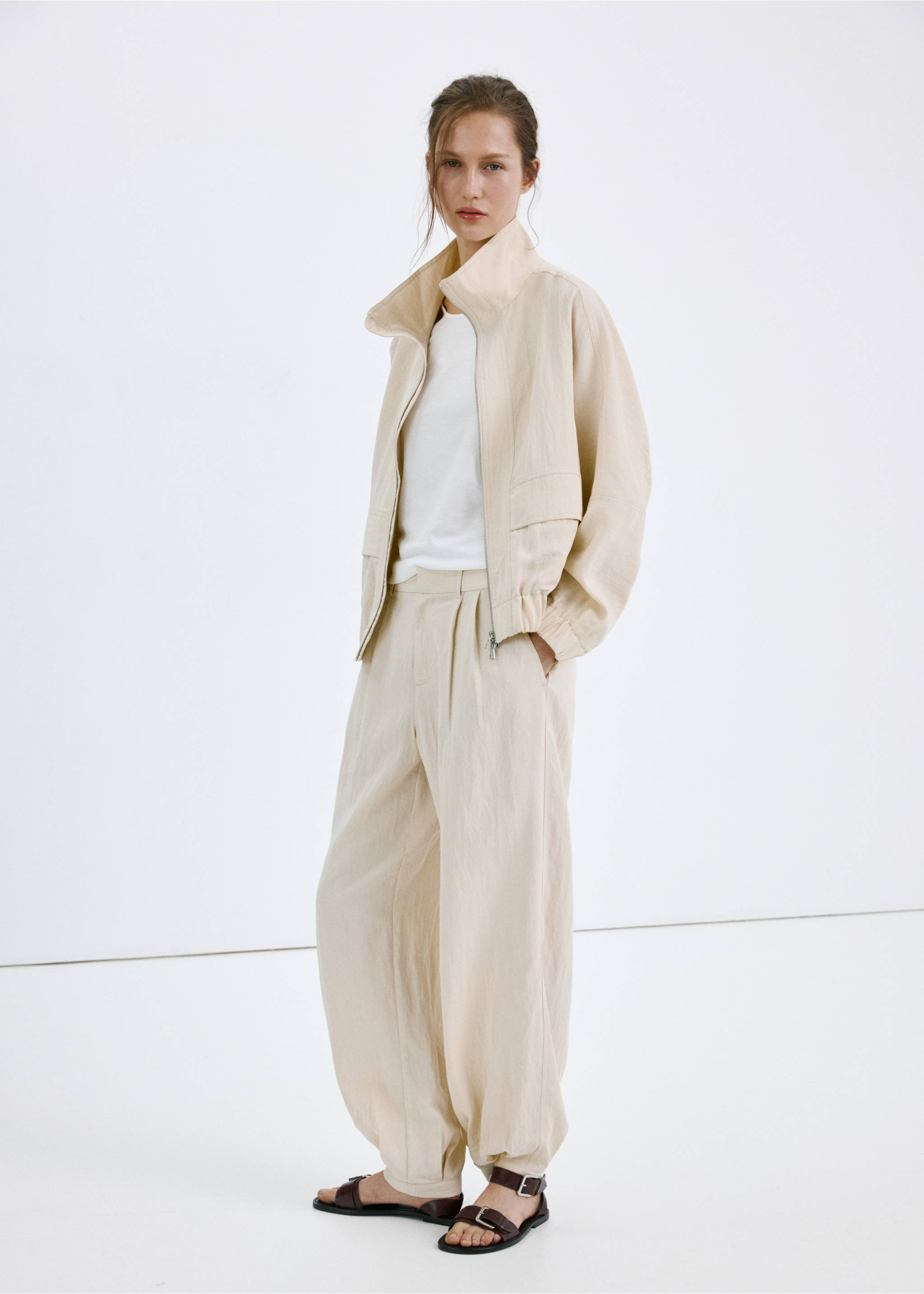 Lyocell bomber jacket - General plane, Light/Pastel Grey. Ref: 27099060-00.