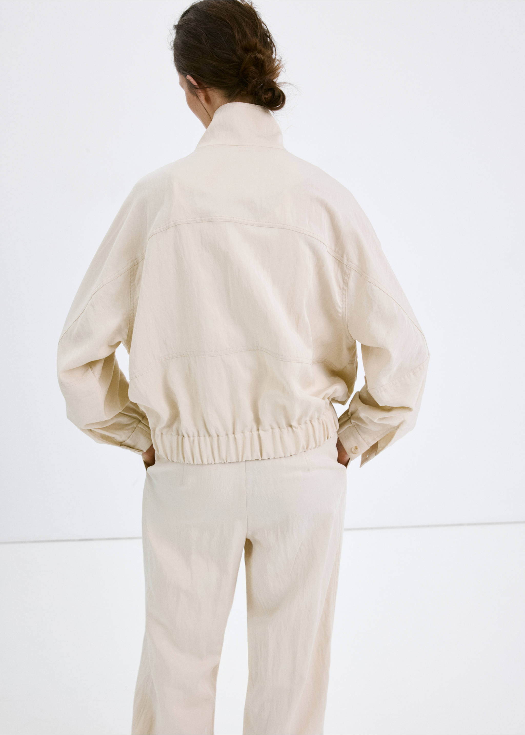 Lyocell bomber jacket - Reverse of the article, Light/Pastel Grey. Ref: 27099060-00.