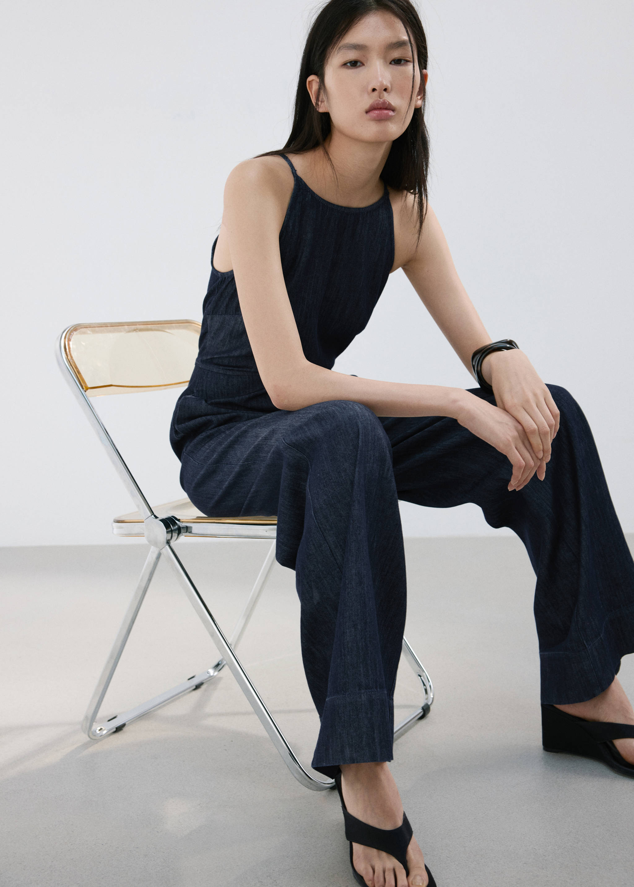 Denim halter-neck jumpsuit - Details of the article 2