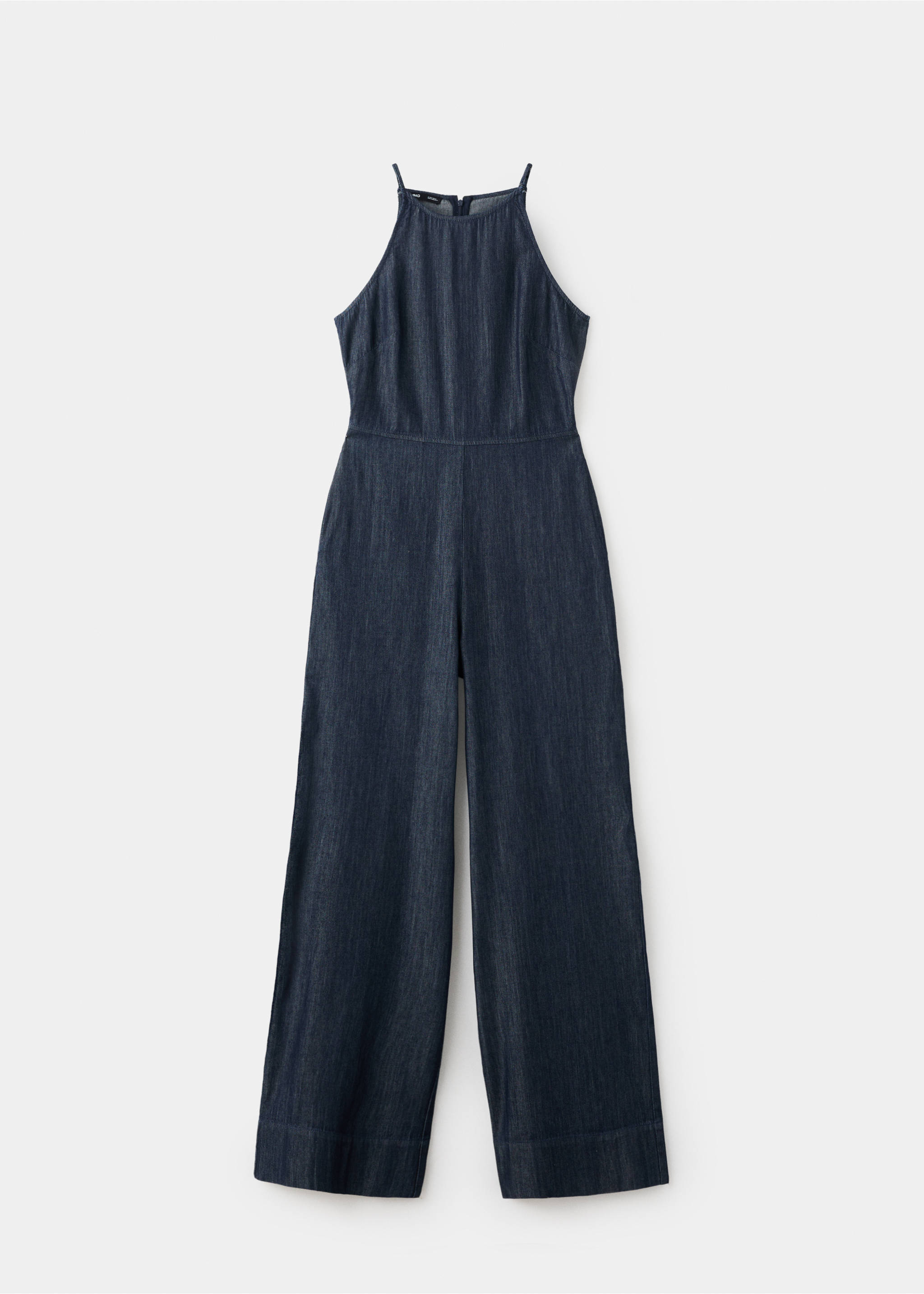Denim halter-neck jumpsuit - Article without model, Open Blue. Ref: 27099062-00.