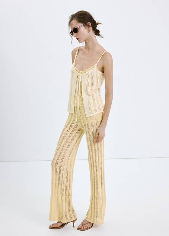Ajur örgü wide leg pantolon