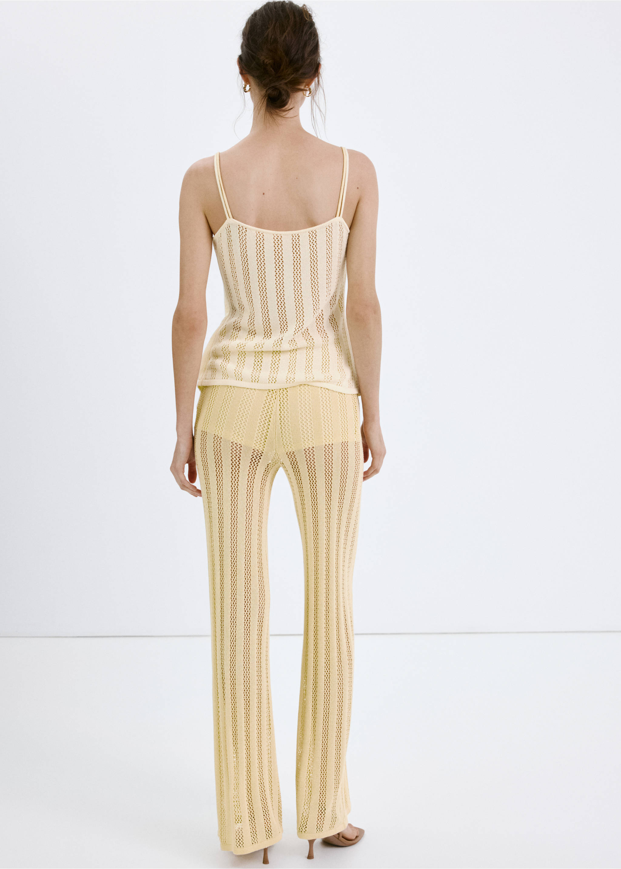 Pantalon maille wideleg - Verso de l’article, Jaune pastel. Ref: 27099065-00.