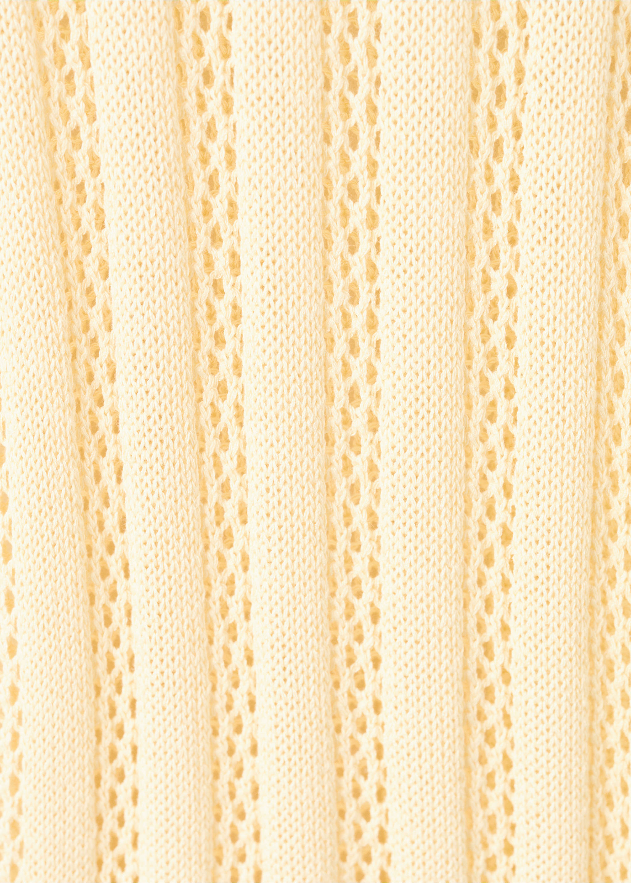 Wide-leg openwork knit trousers - Details of the article 8, Pastel Yellow. Ref: 27099065-00.