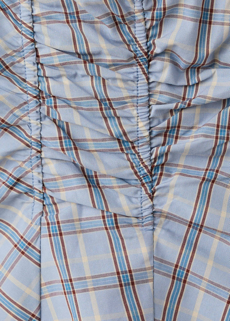 Ruched detail striped blouse — Blue
