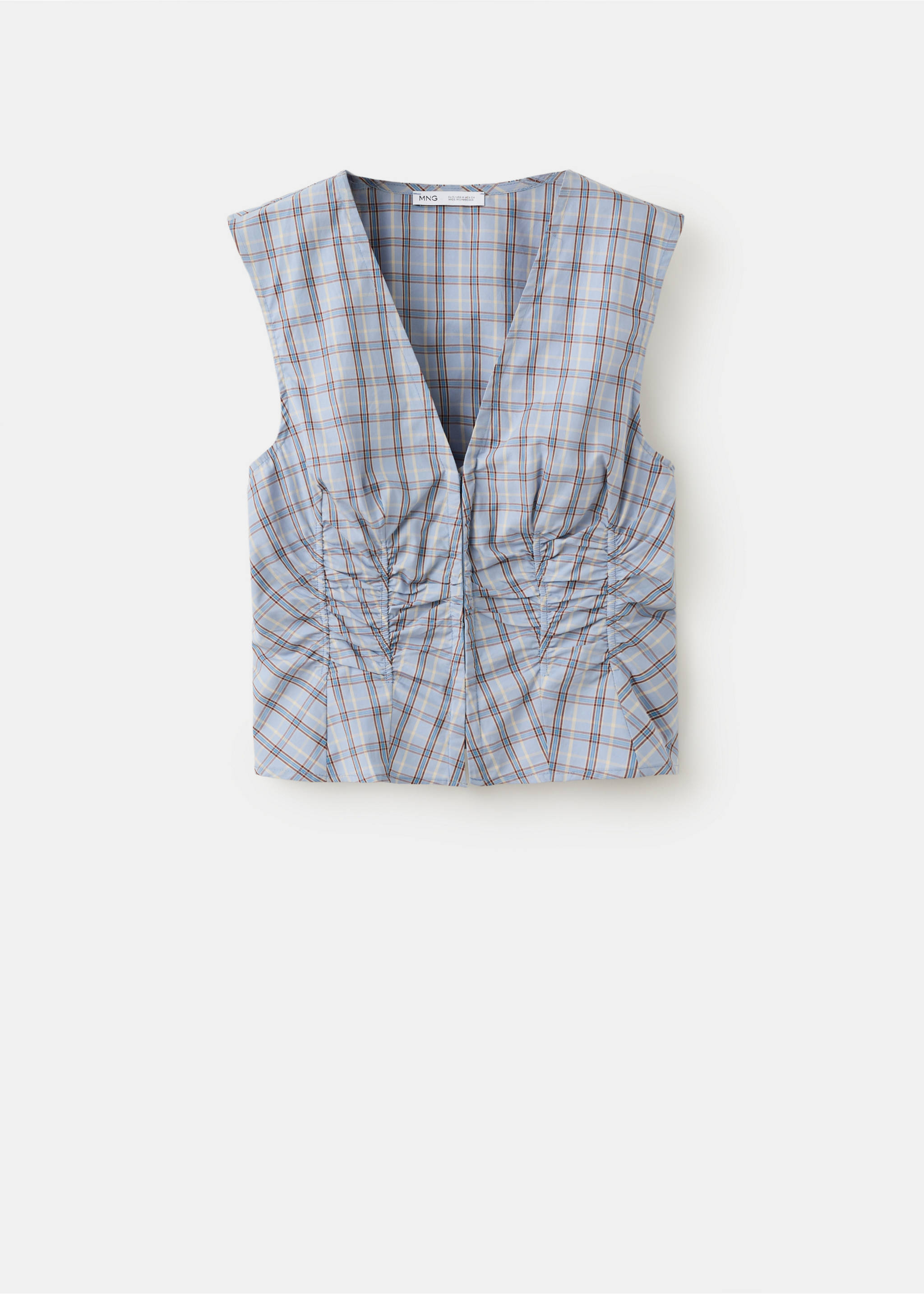 Ruched detail striped blouse - Article without model, Blue. Ref: 27099066-00.
