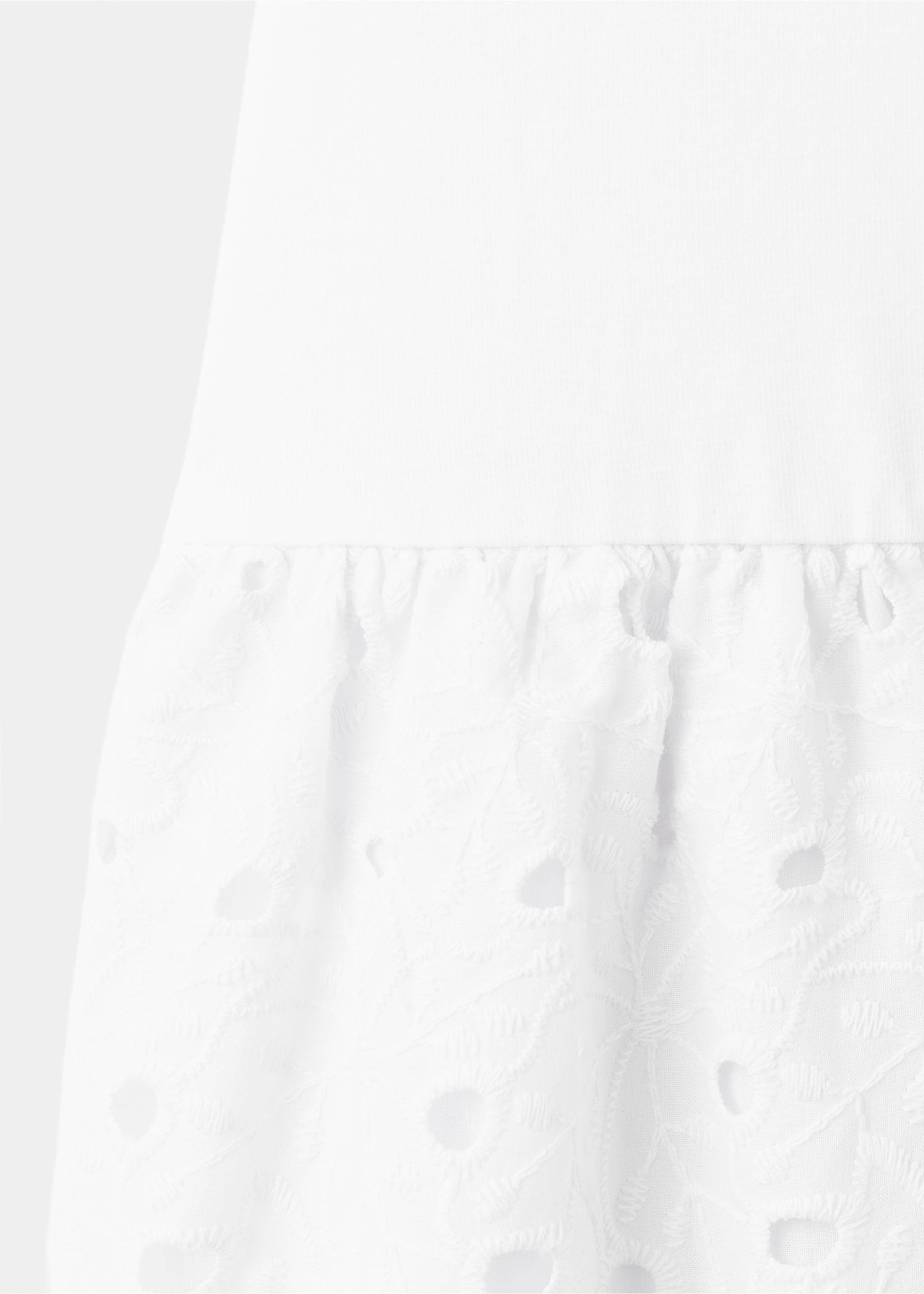 A-line dress with broderie anglaise embroidery - Details of the article 0, White. Ref: 27099067-00.