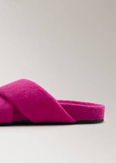 Cross-strap terry cloth slippers — Fuchsia 2