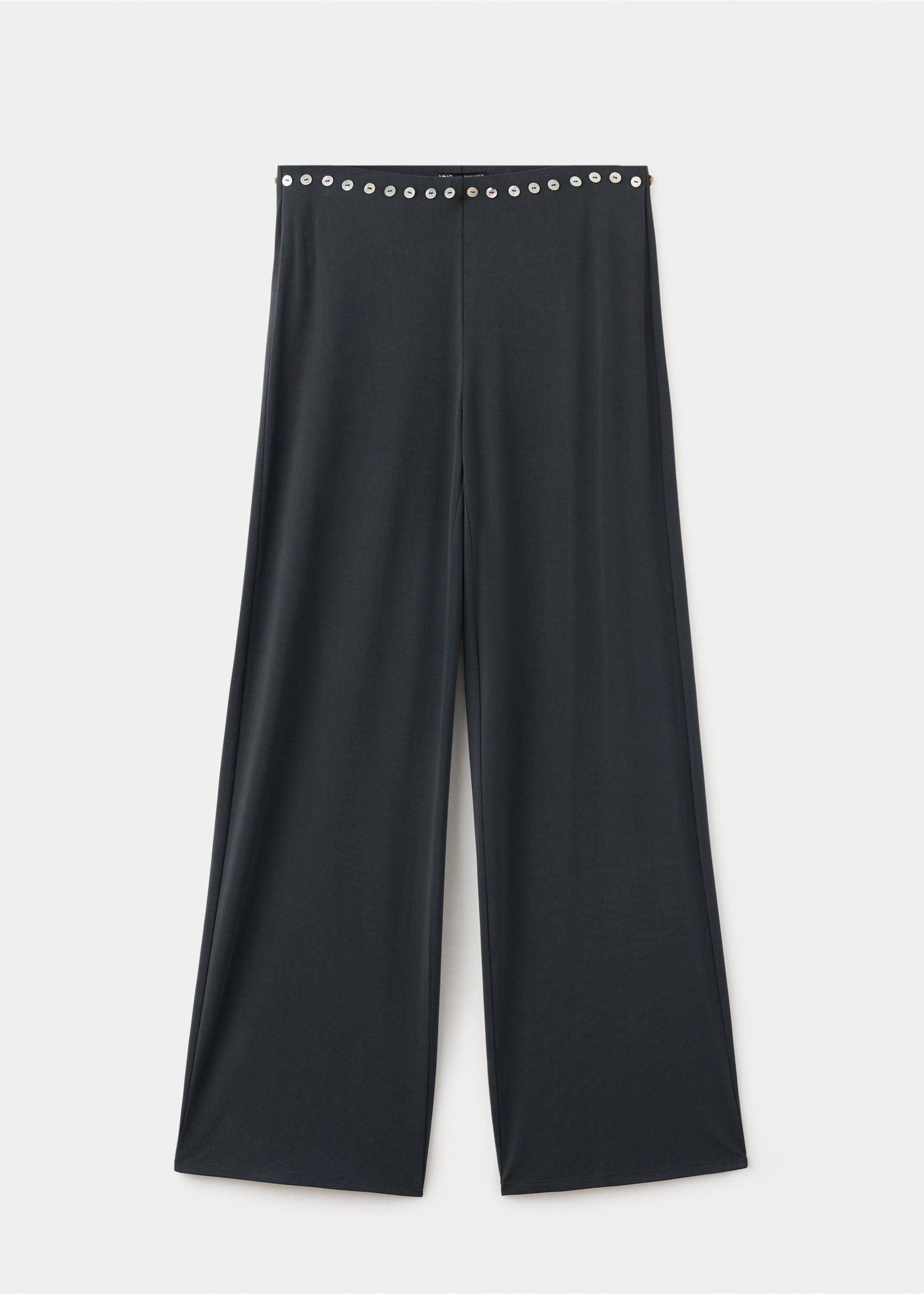 Pantalon droit avec boutons brodés - Article sans modèle, Gris anthracite. Ref: 27099070-01.