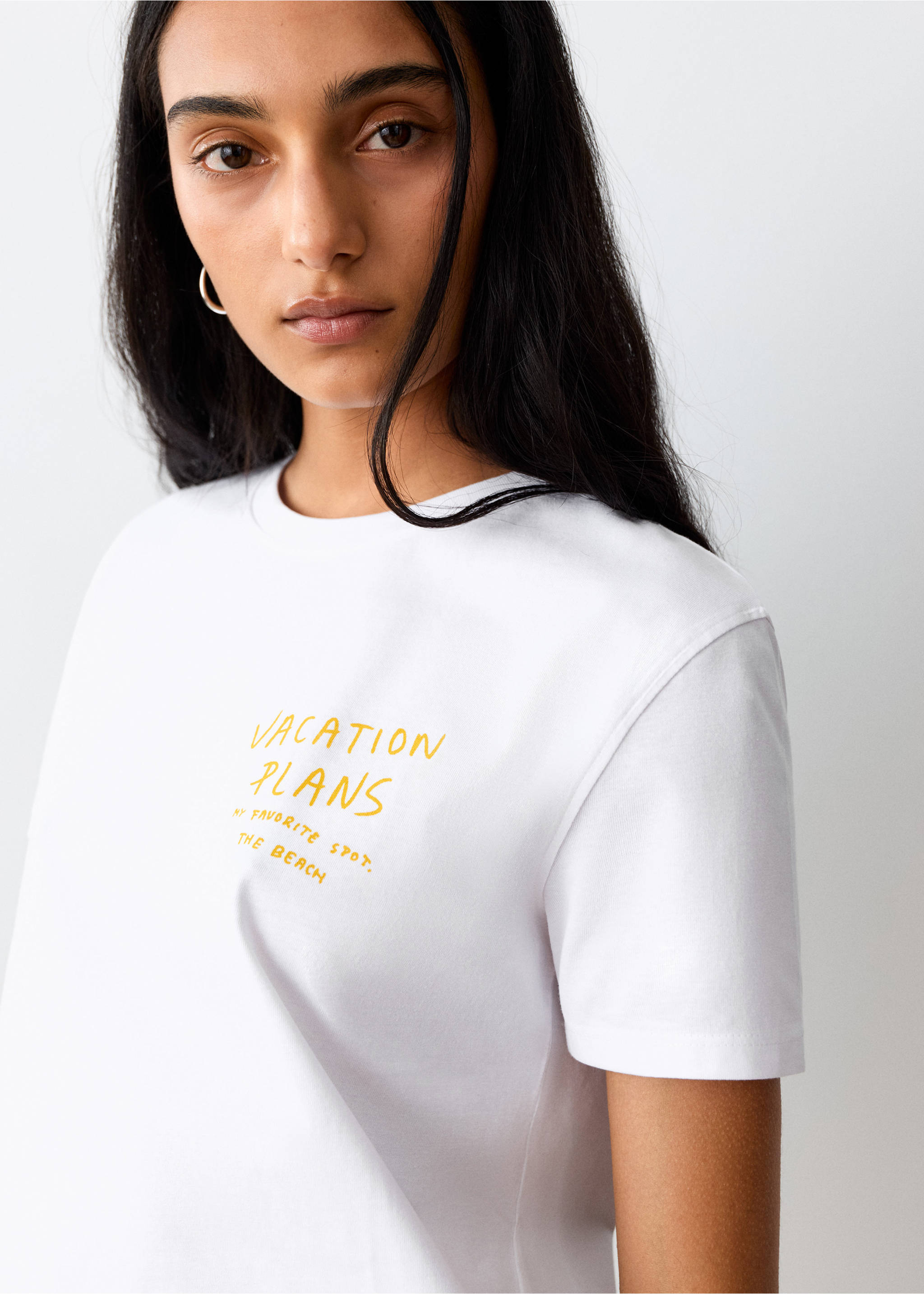 T-shirt com flor estampada - Pormenor do artigo 1, Branco-pérola. Ref: 27099208-00.