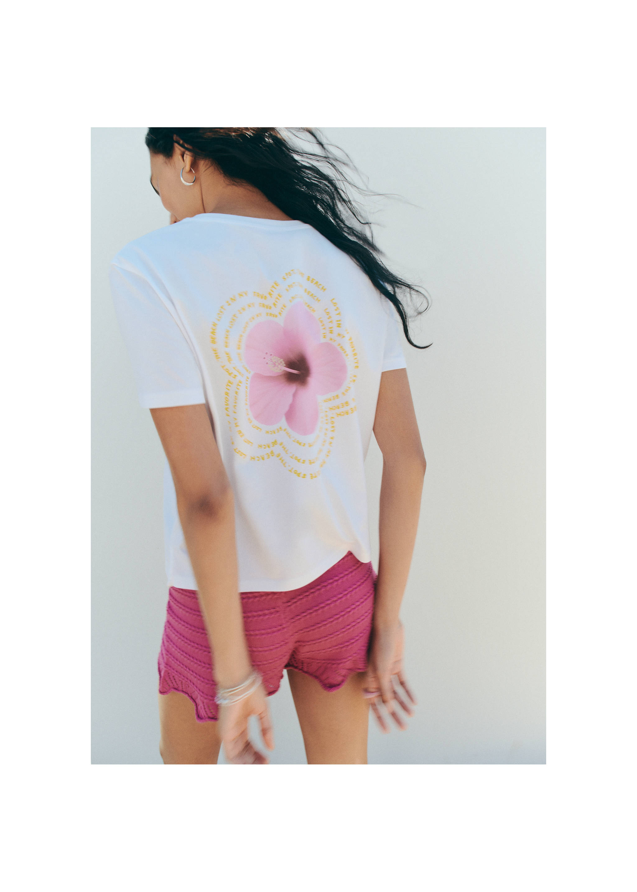 Printed flower T-shirt - Details of the article 5, Off White. Ref: 27099208-00.