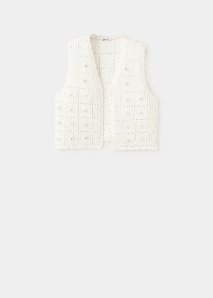 Openwork knitted waistcoat — White