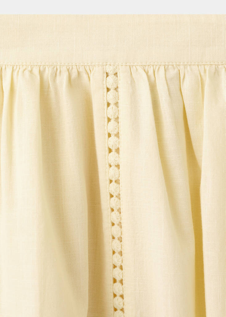 Midi skirt with embroidered details — Pastel Yellow