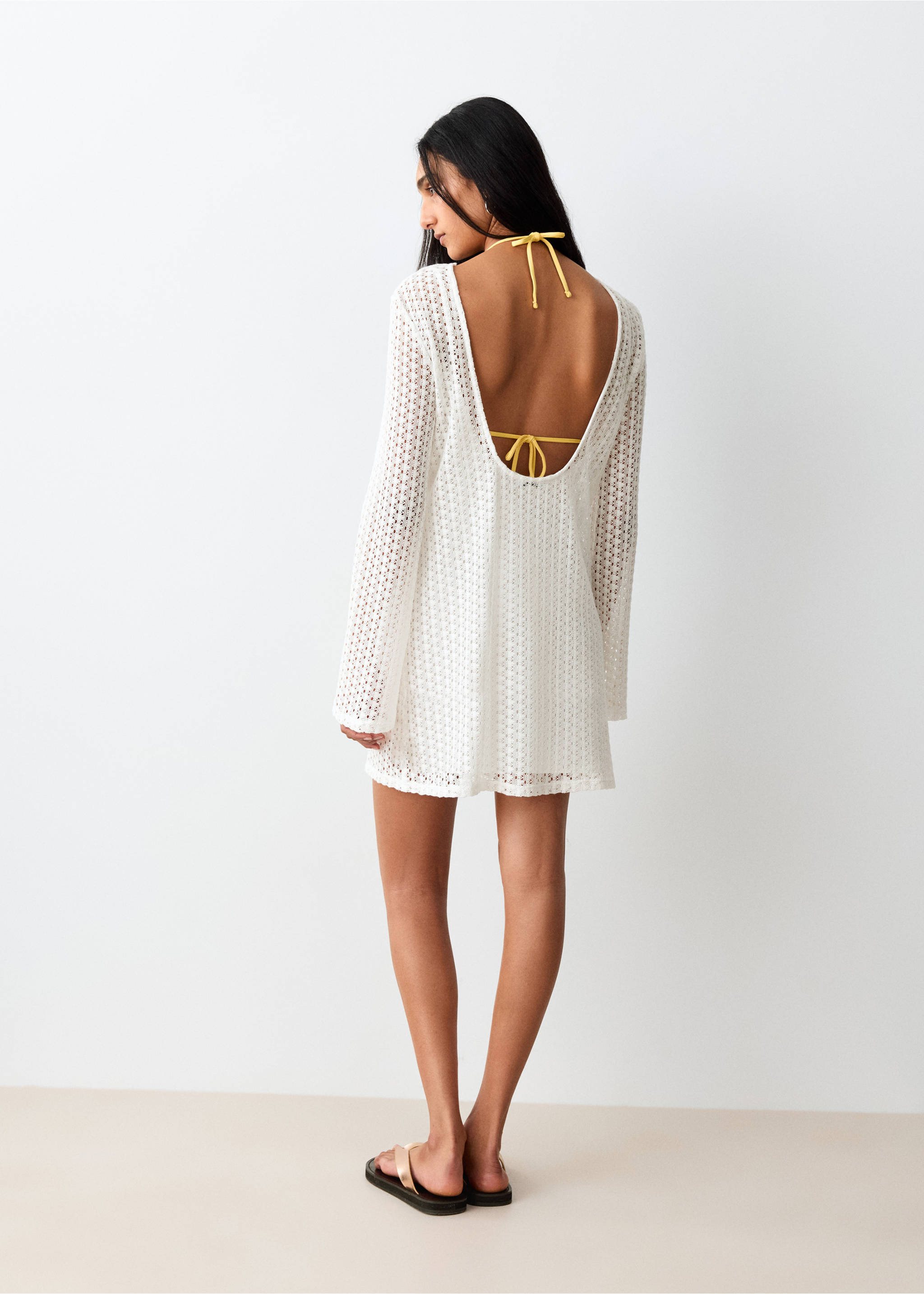 Open-back openwork knit dress - Reverse of the article, Off White. Ref: 27099214-00.